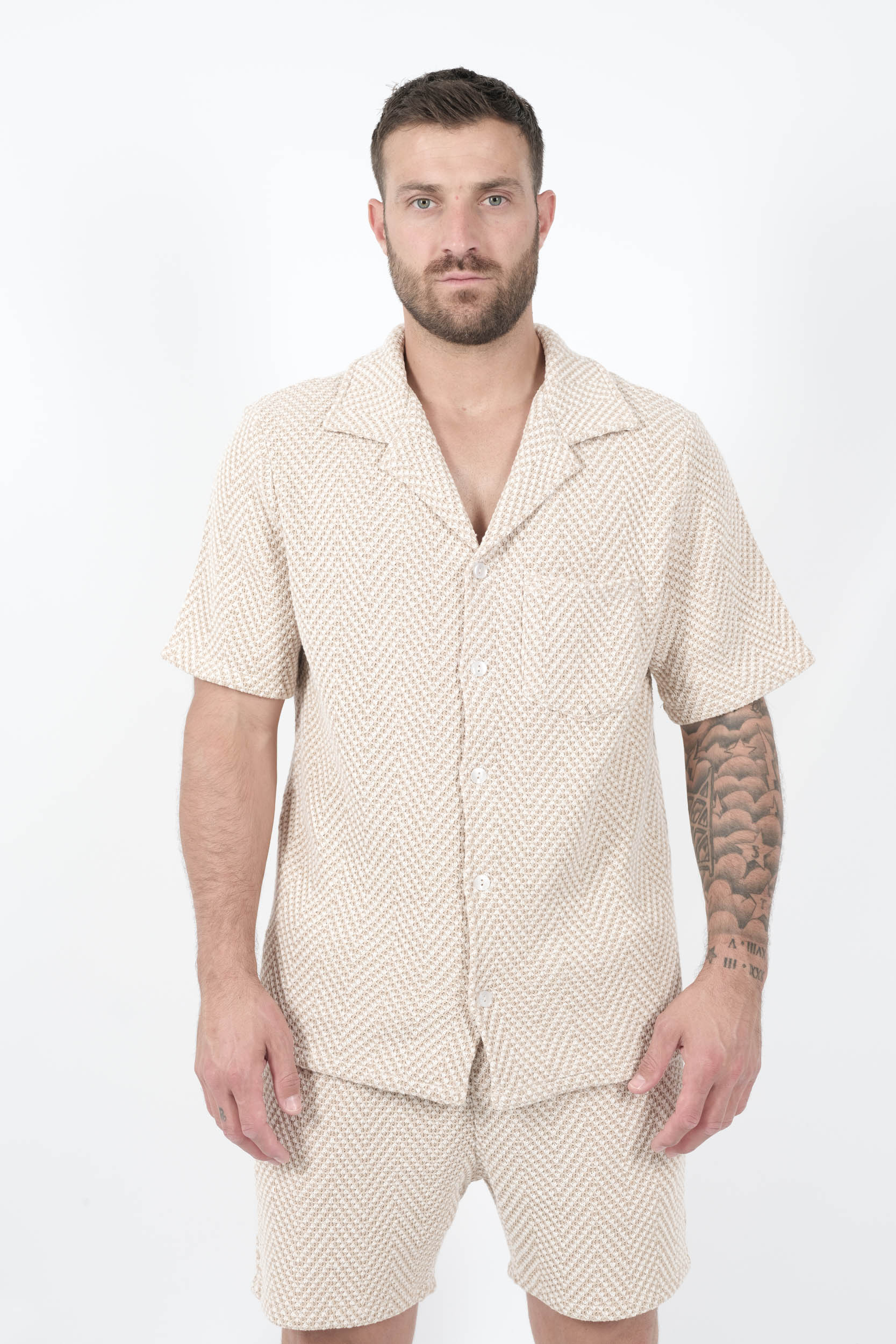  Image du produit CHEMISE NIKBEN A MANCHES COURTES SAFI BEIGE/BLANC SAFI 6618-1 - 3