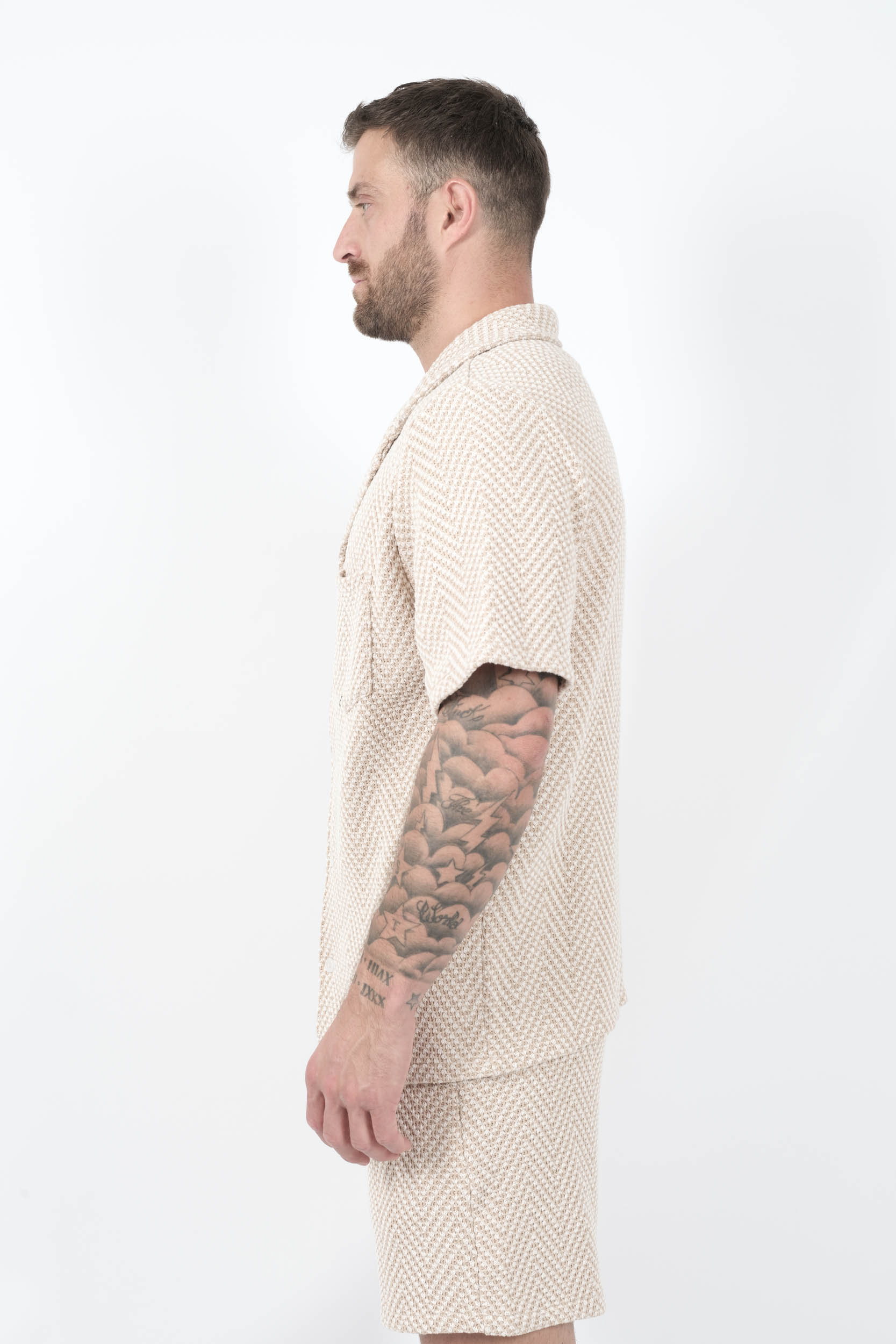  Image du produit CHEMISE NIKBEN A MANCHES COURTES SAFI BEIGE/BLANC SAFI 6618-1 - 4