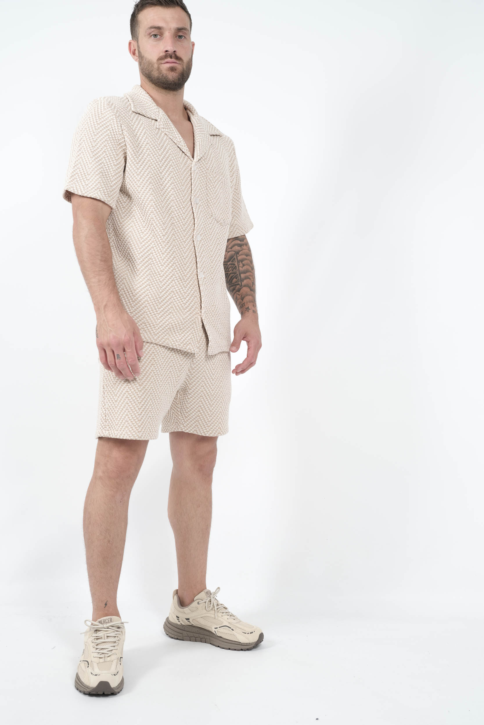 CHEMISE NIKBEN A MANCHES COURTES SAFI BEIGE/BLANC SAFI 6618-1