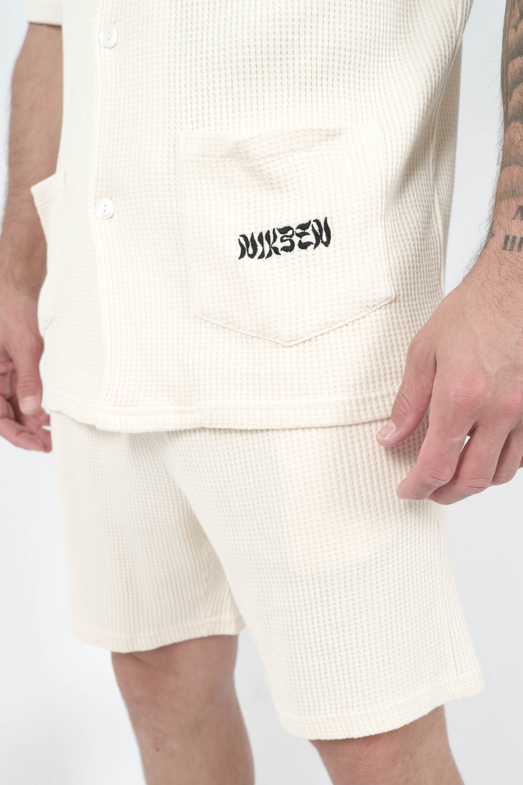 CHEMISE NIKBEN A MANCHES COURTES TISSU GAUFRE BLANC CREME 6040