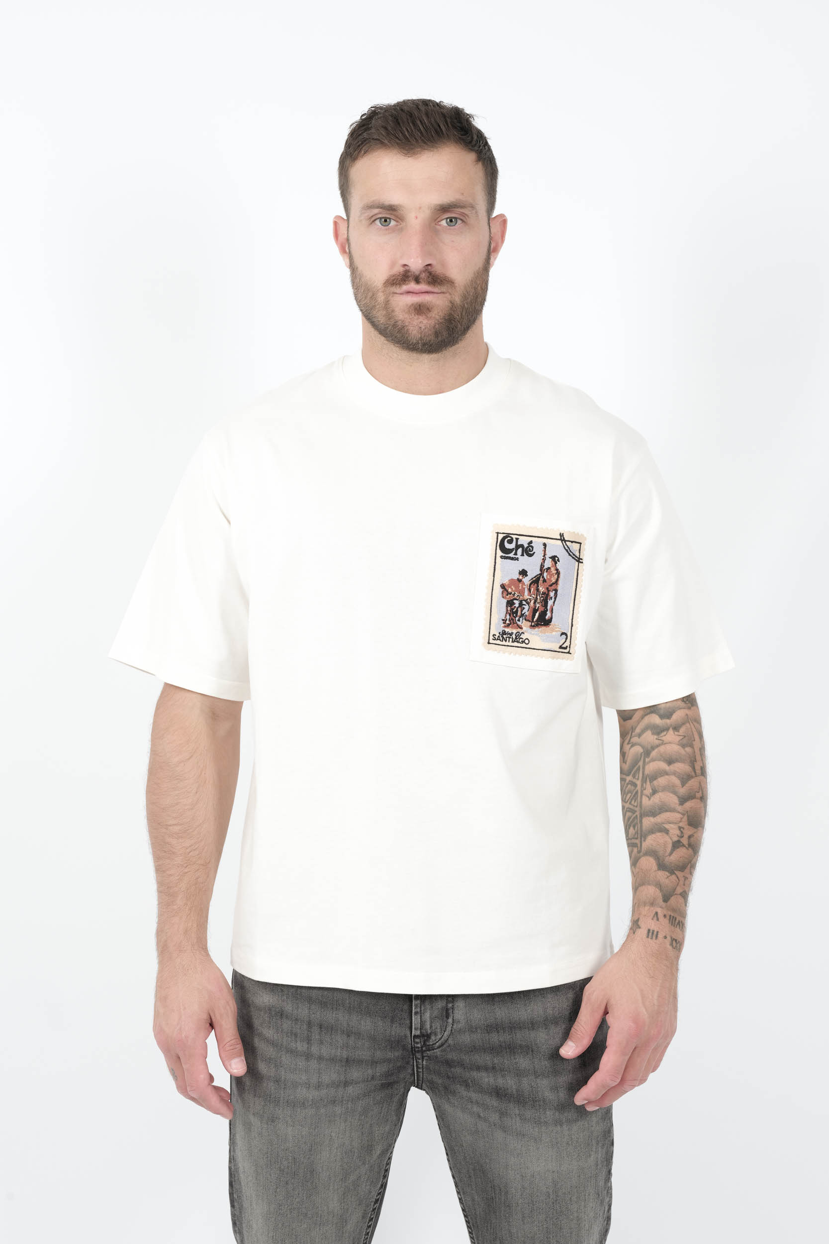 TEE-SHIRT CHE AVEC POCHE IMPRIME BLANC SANTIAGO-IVO