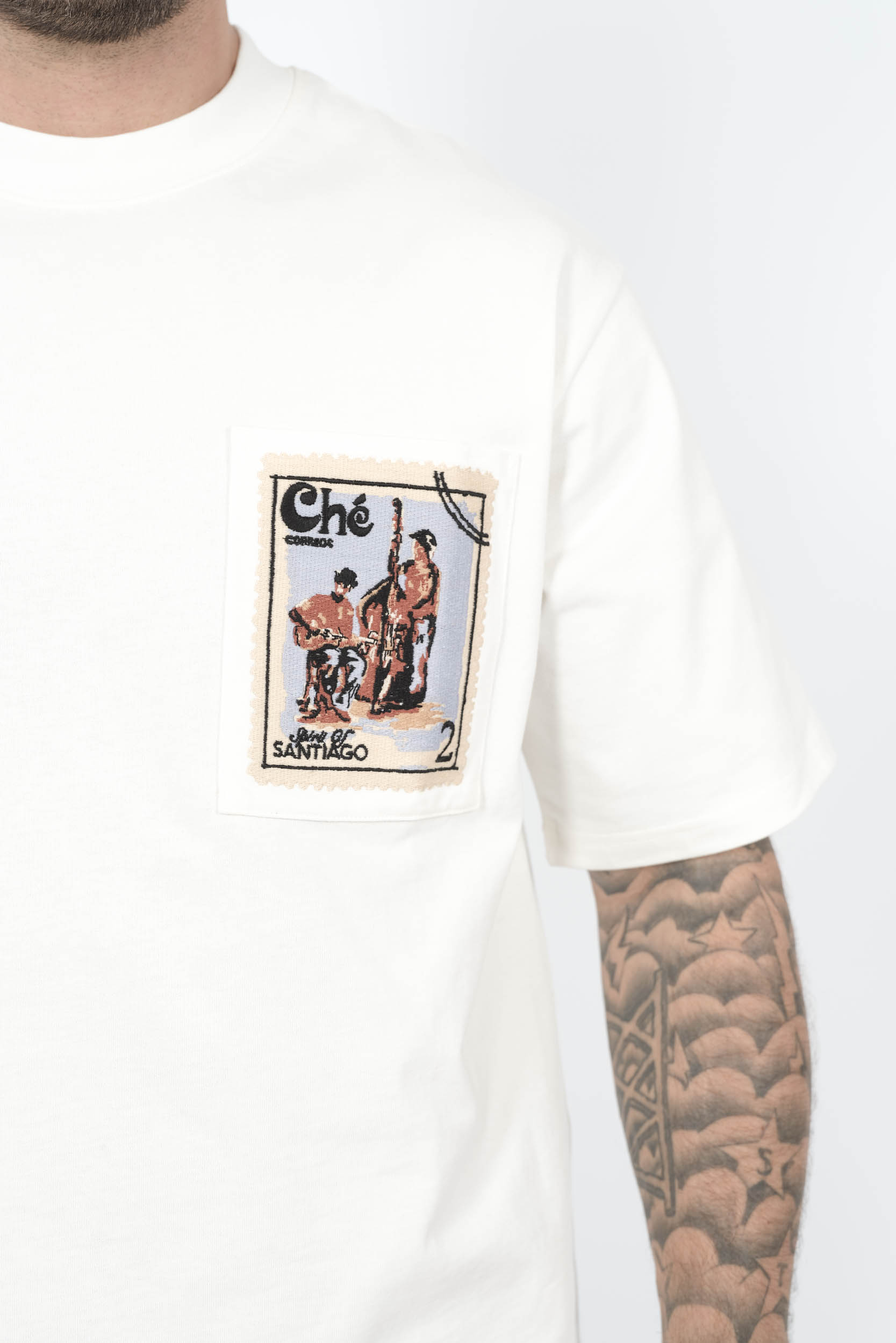 TEE-SHIRT CHE AVEC POCHE IMPRIME BLANC SANTIAGO-IVO