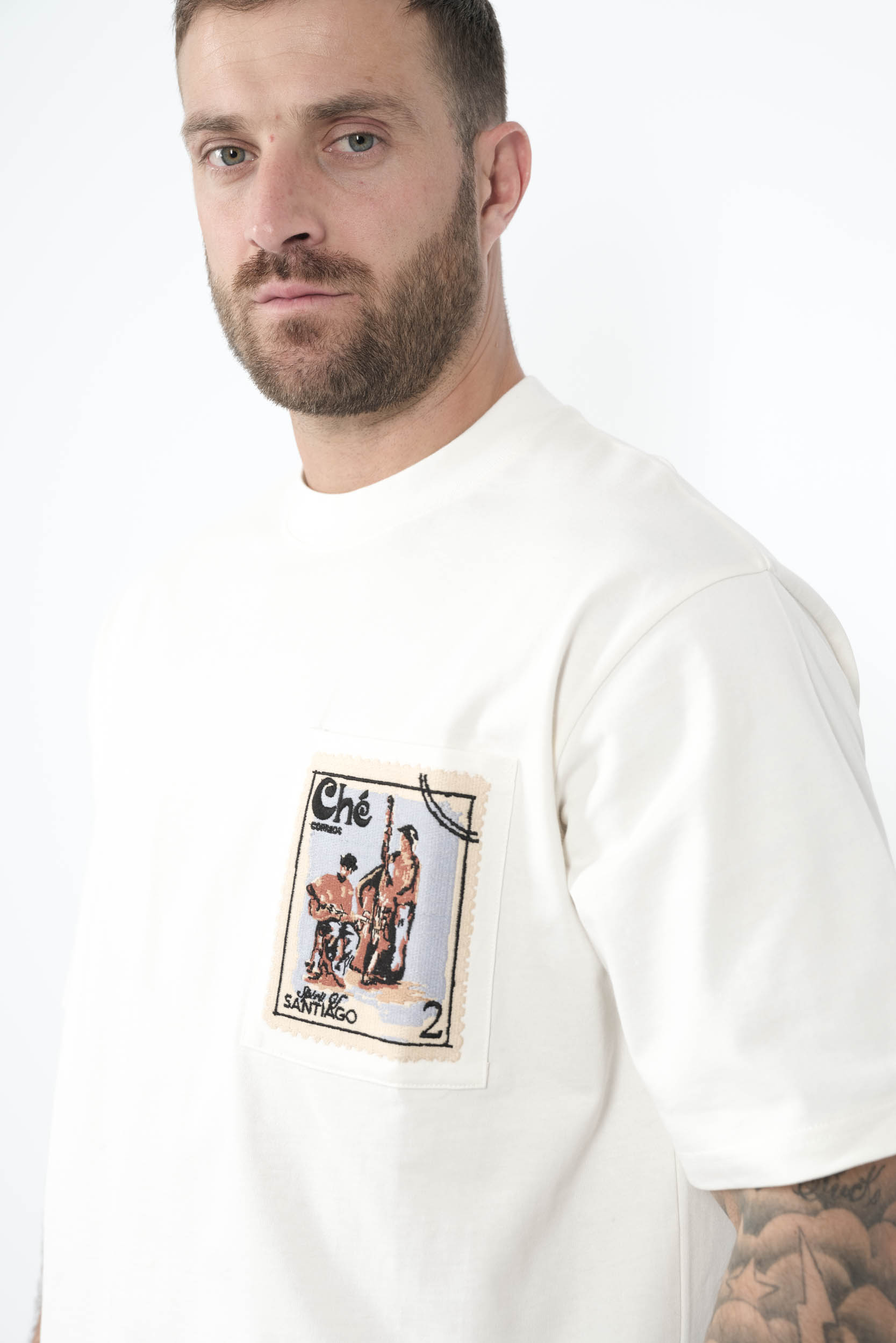 TEE-SHIRT CHE AVEC POCHE IMPRIME BLANC SANTIAGO-IVO