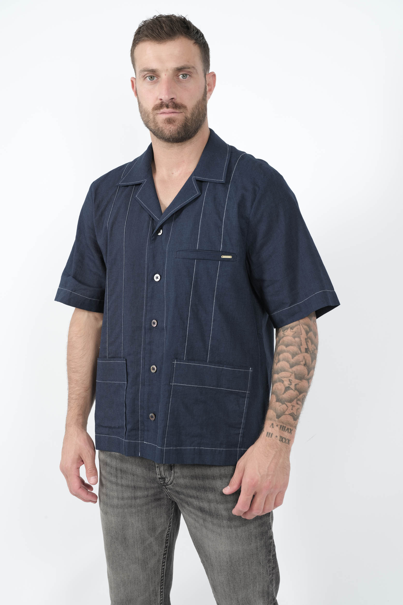  Image du produit CHEMISE CHE EN LIN MELANGE MARINE AVILA SH-NAVY - 2