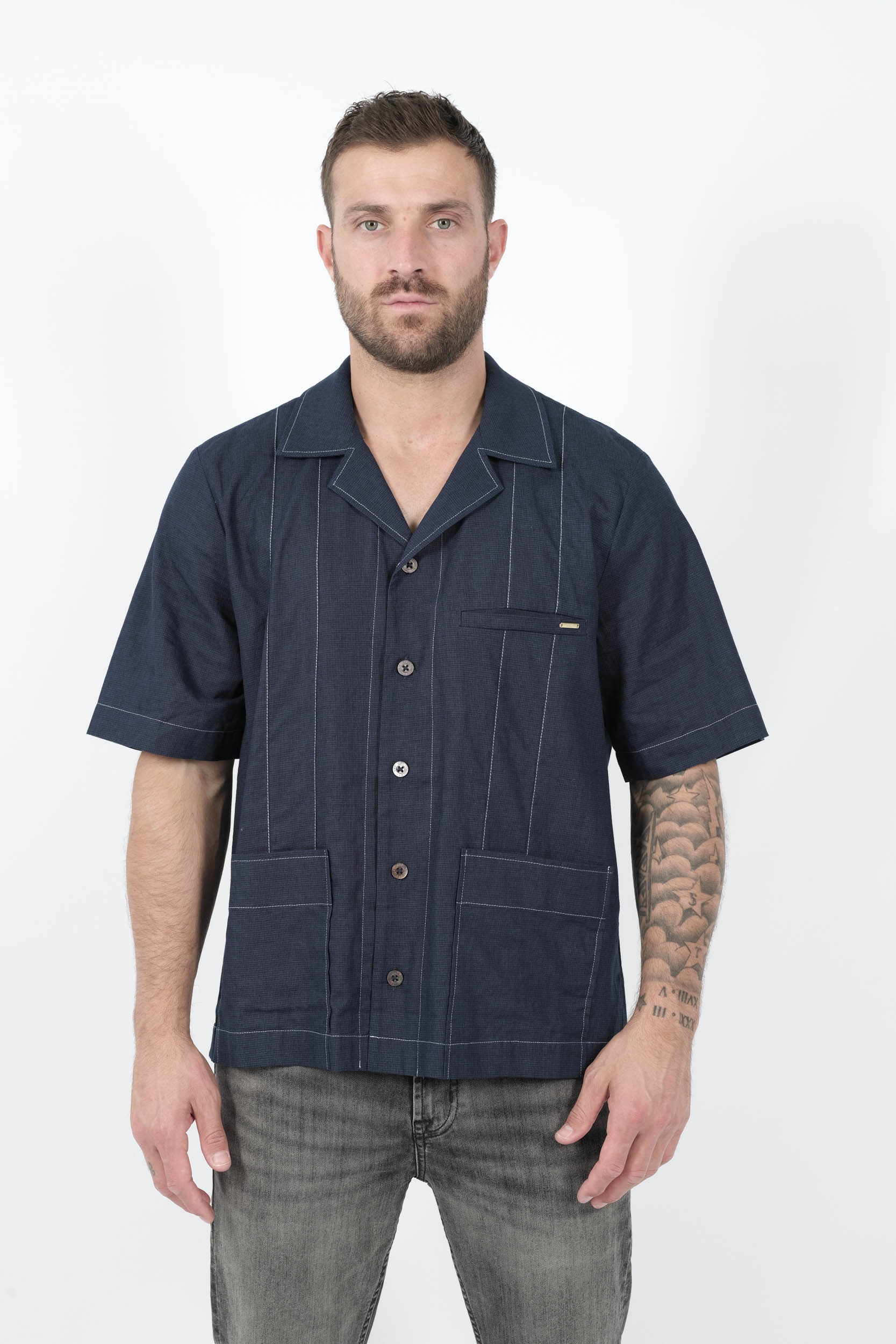  Image du produit CHEMISE CHE EN LIN MELANGE MARINE AVILA SH-NAVY - 3