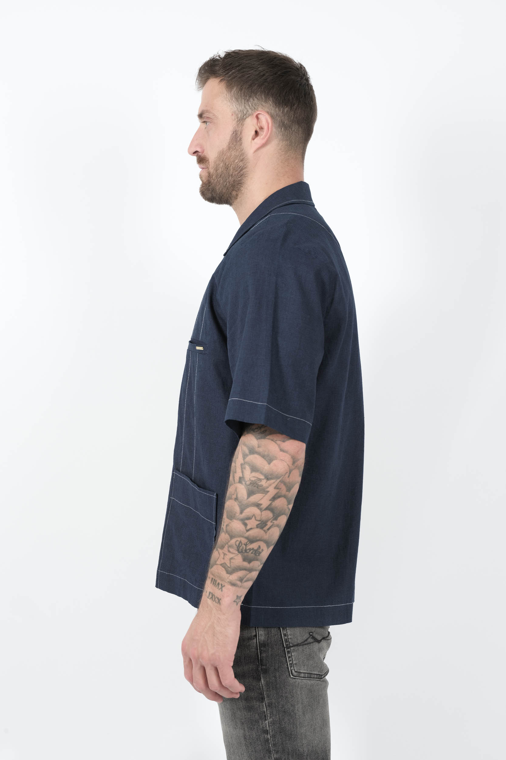  Image du produit CHEMISE CHE EN LIN MELANGE MARINE AVILA SH-NAVY - 4