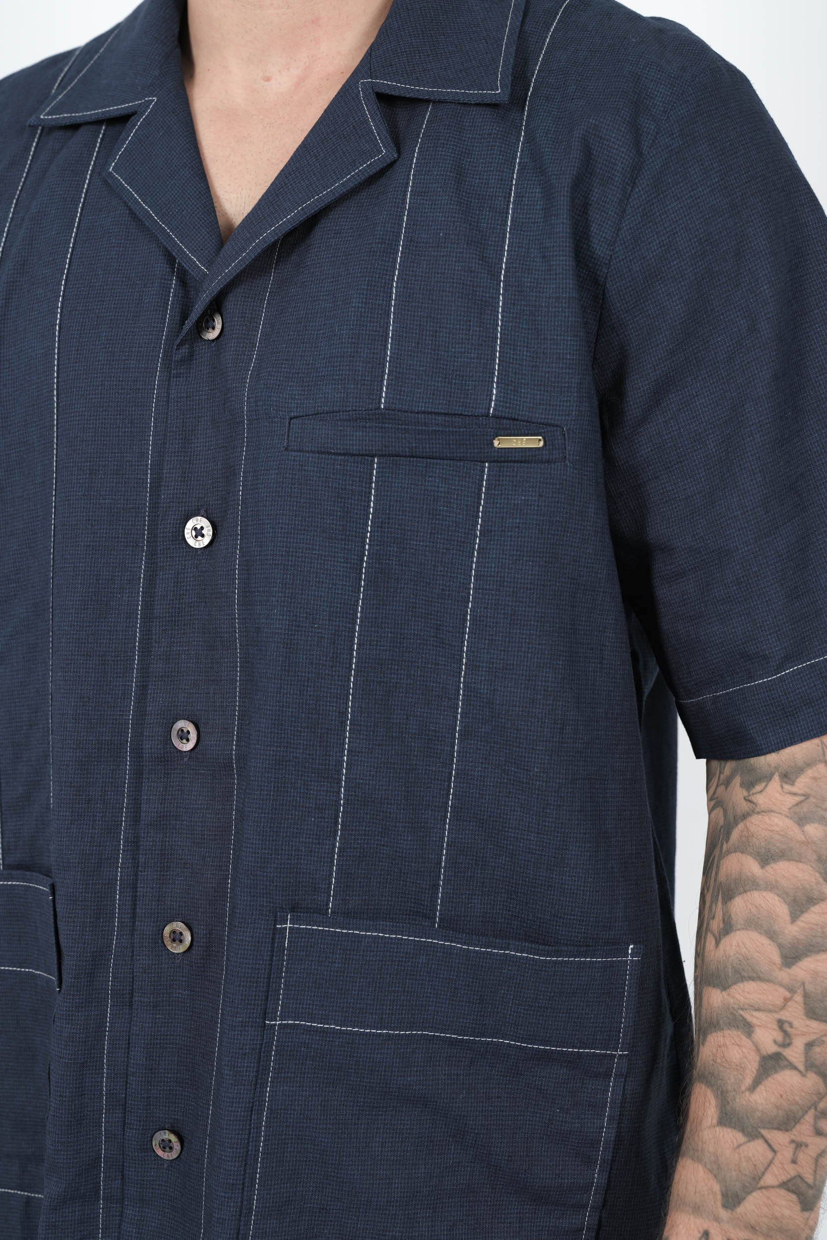  Image du produit CHEMISE CHE EN LIN MELANGE MARINE AVILA SH-NAVY - 6