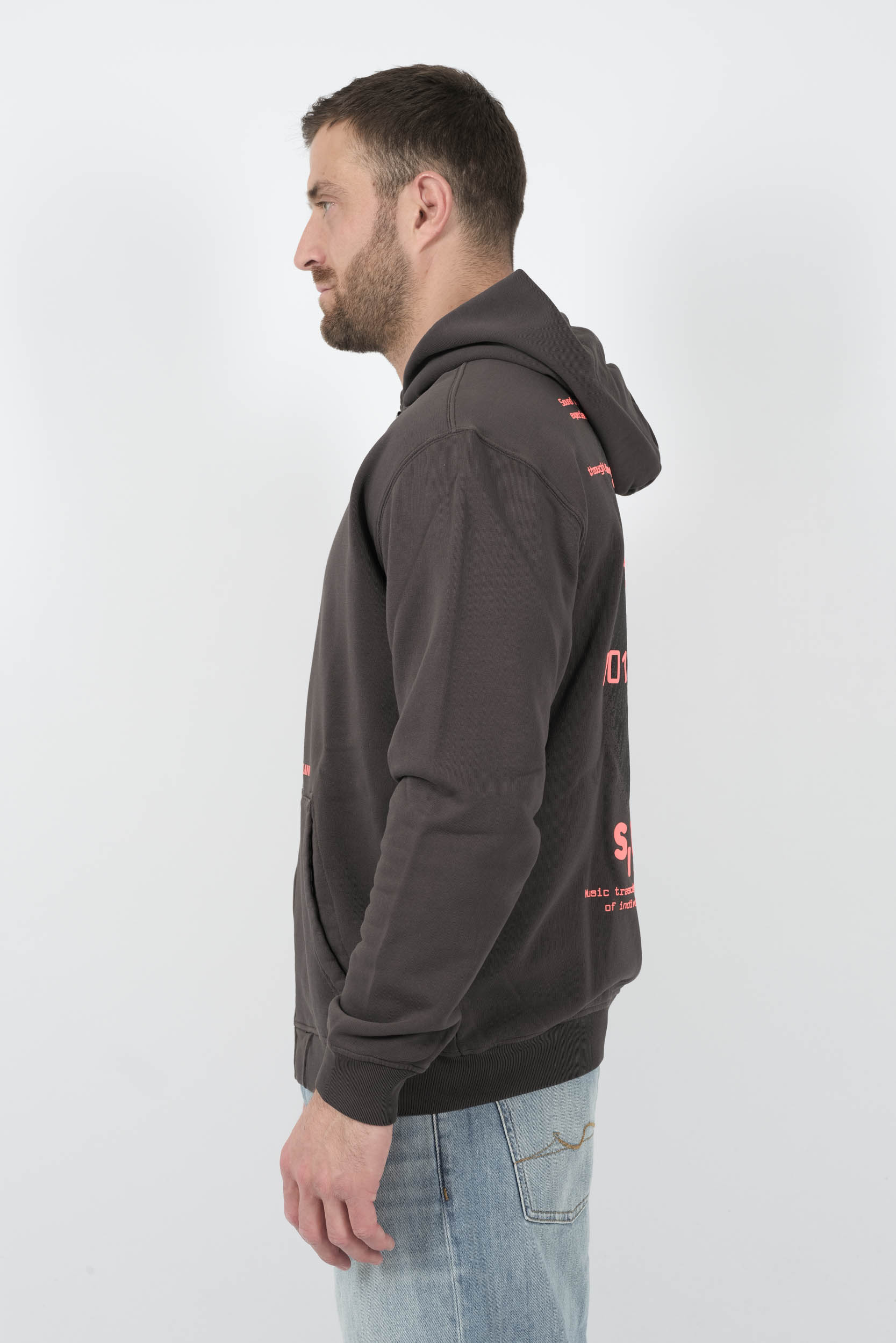 SWEAT STONE ISLAND ZIPPE A CAPUCHE AVEC LOGO GRIS S156138S90-V0065