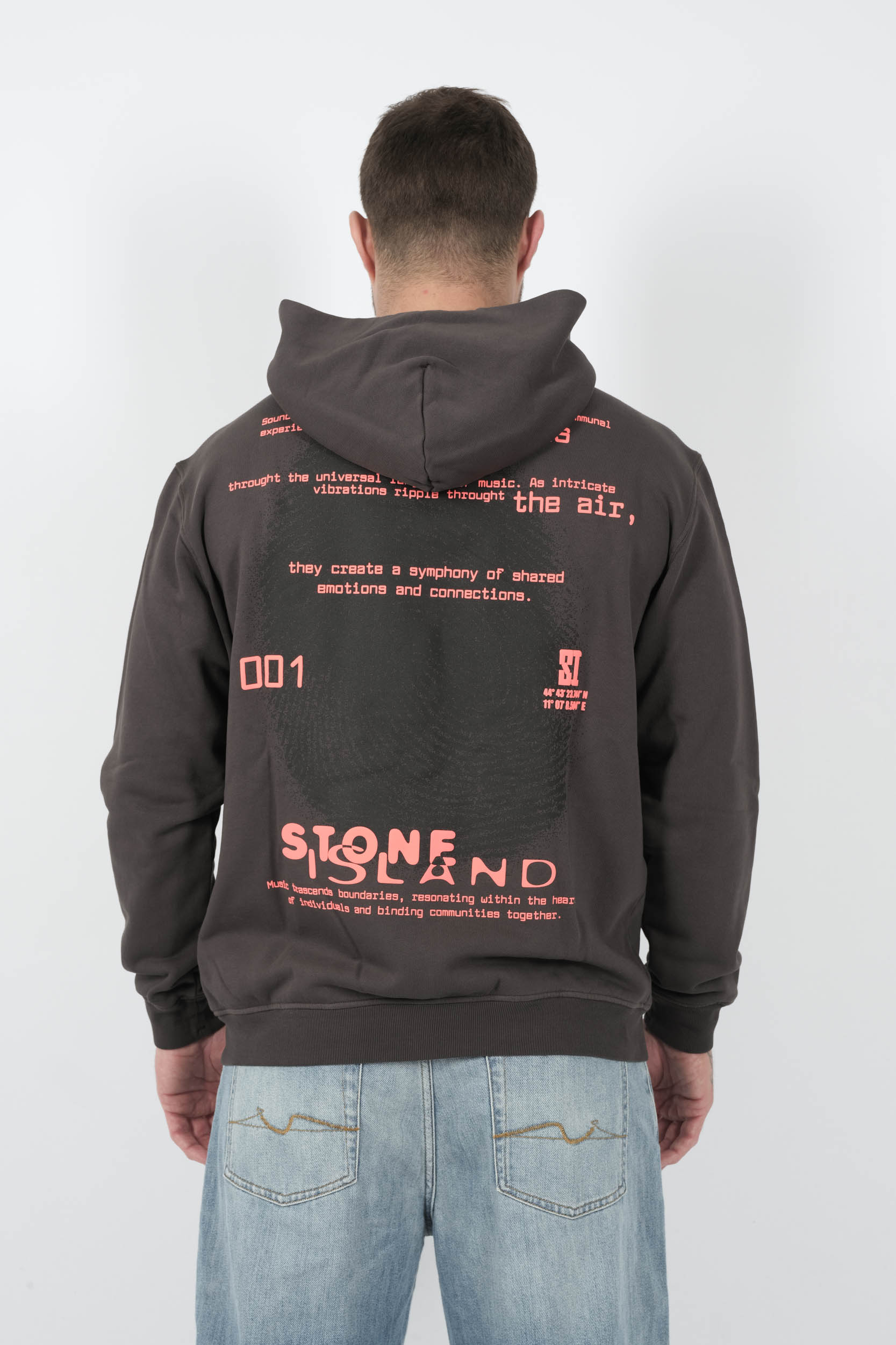 SWEAT STONE ISLAND ZIPPE A CAPUCHE AVEC LOGO GRIS S156138S90-V0065