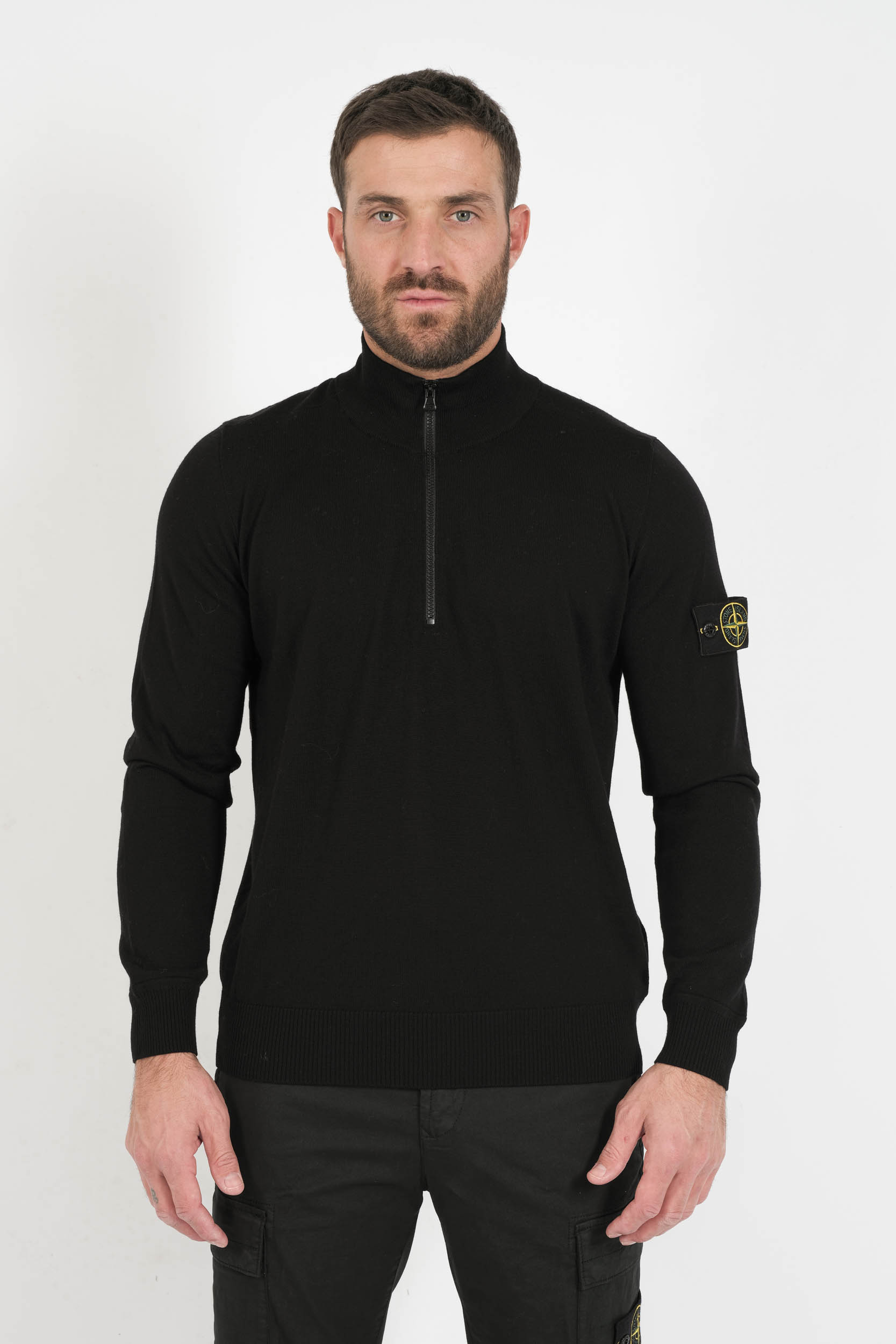 PULL STONE ISLAND DEMI ZIP NOIR 5100007-V0029