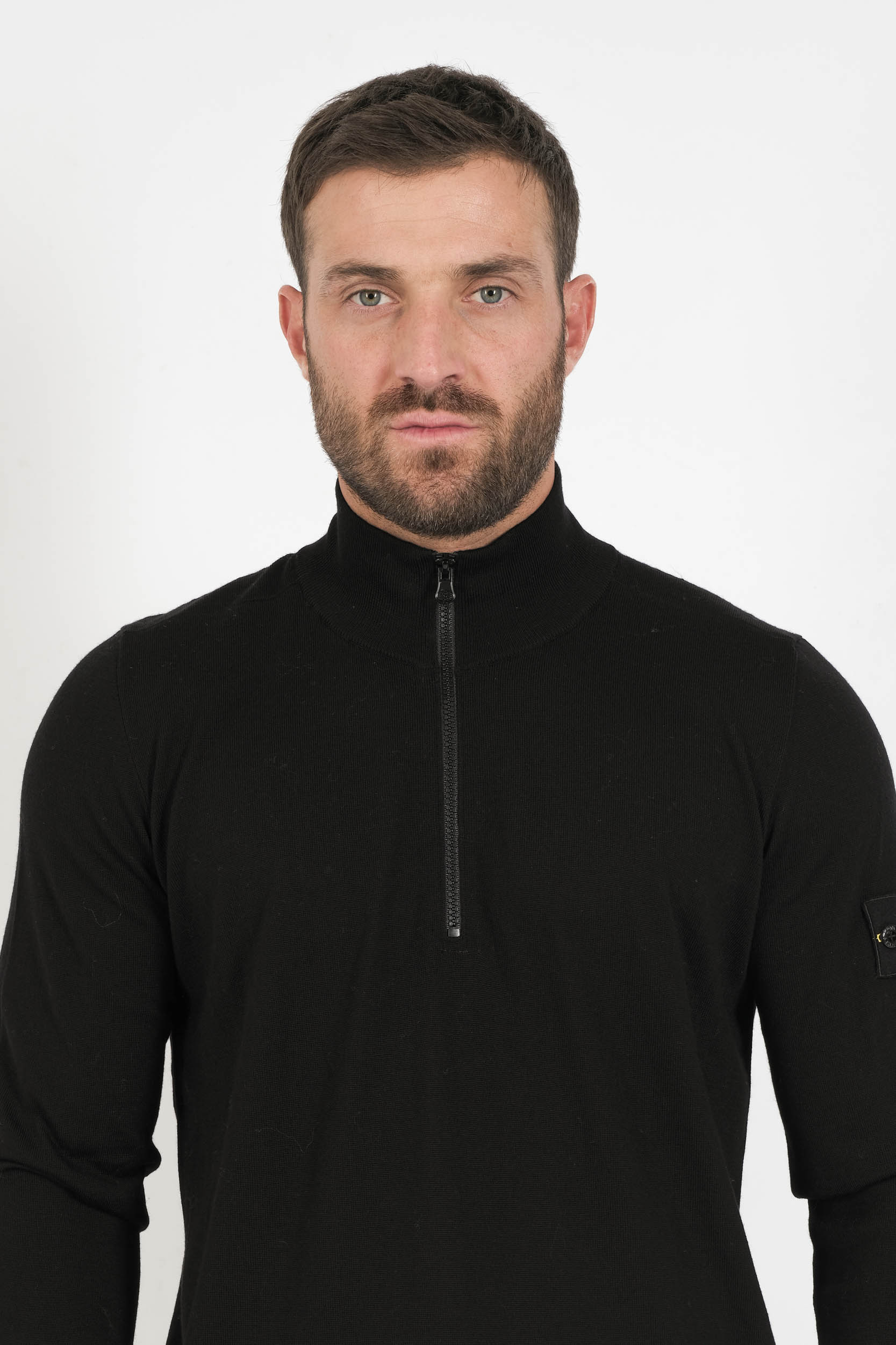 PULL STONE ISLAND DEMI ZIP NOIR 5100007-V0029