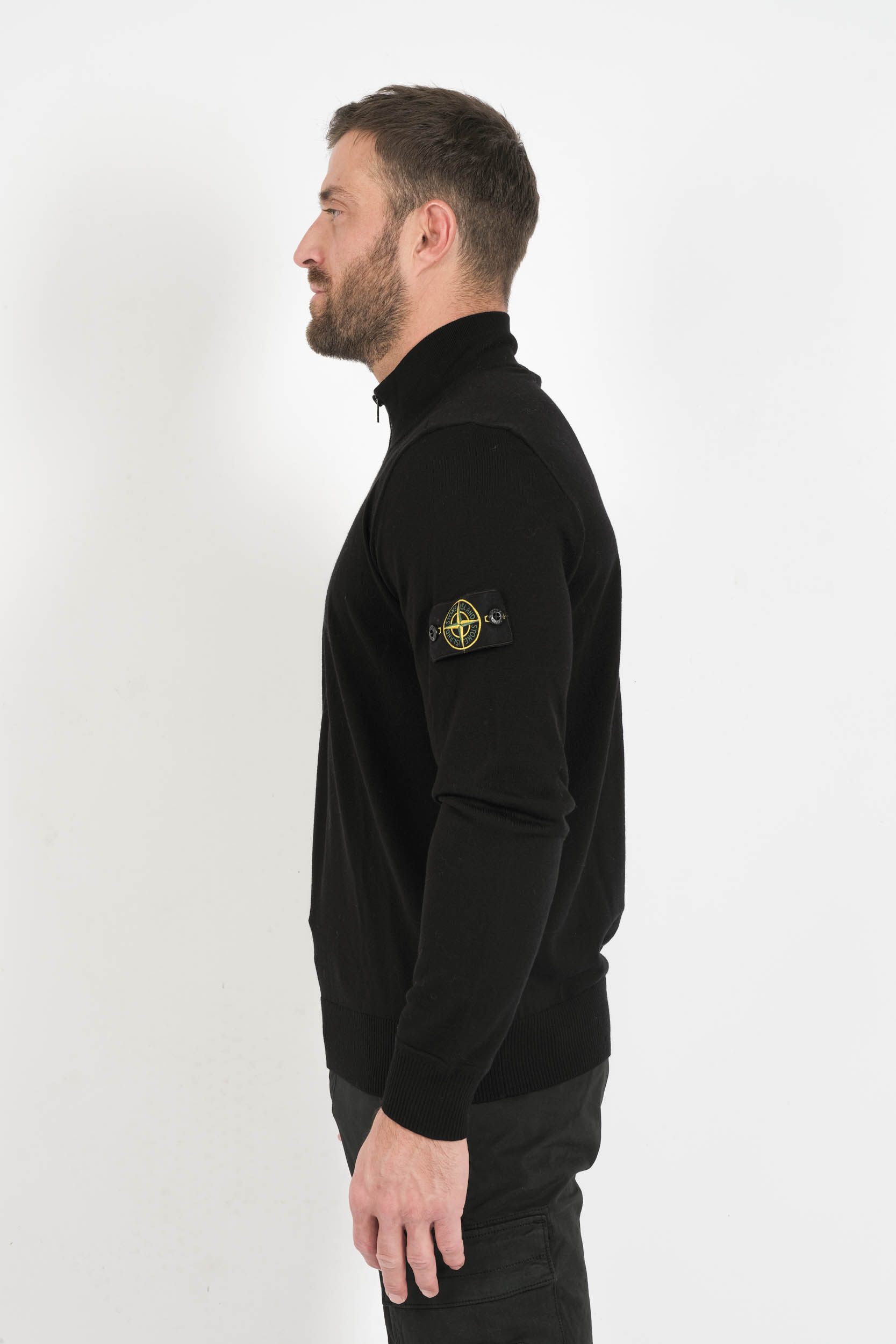 PULL STONE ISLAND DEMI ZIP NOIR 5100007-V0029