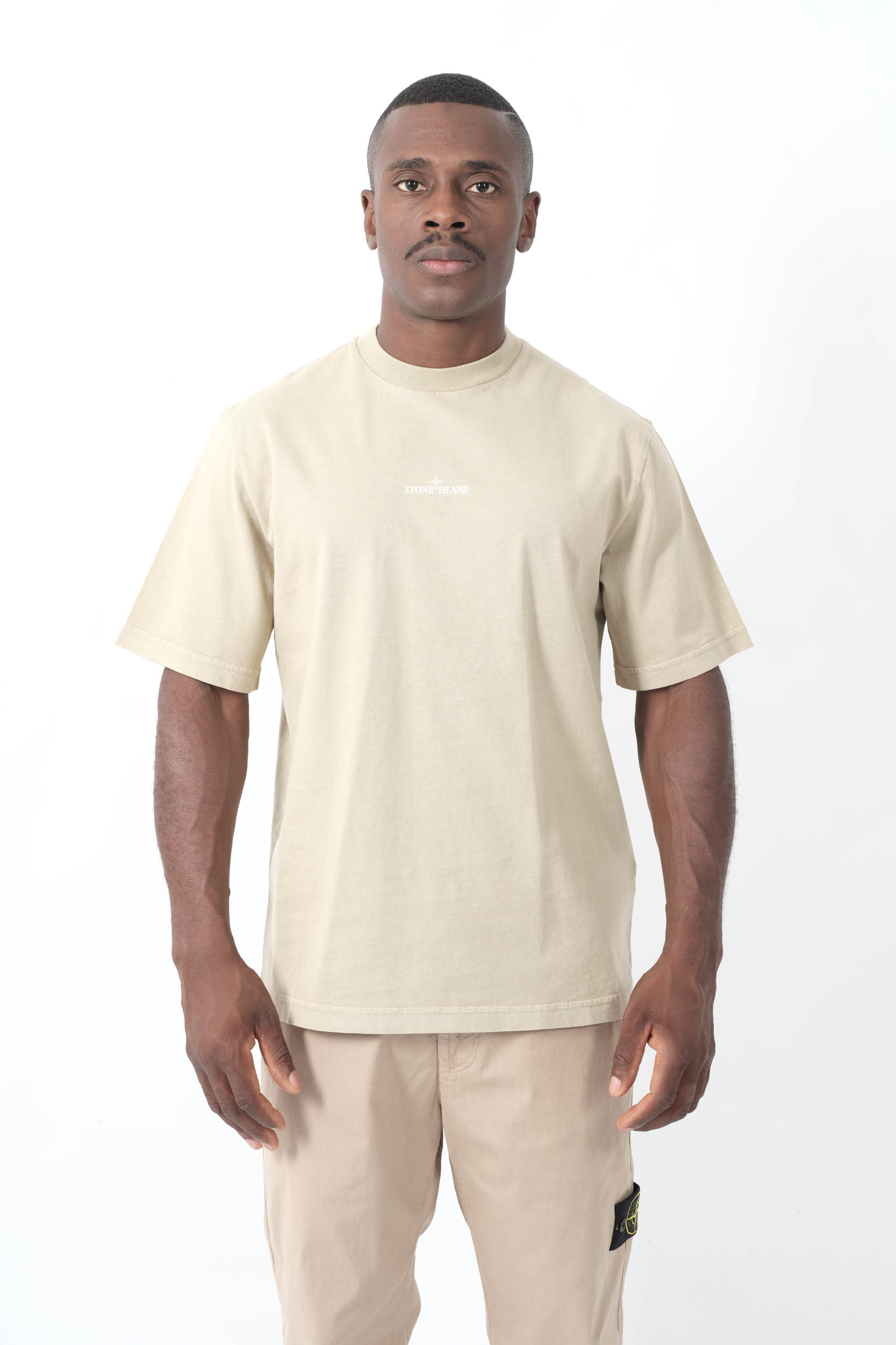TEE-SHIRT STONE ISLAND BEIGE LOGO DOS 2100037-V009A