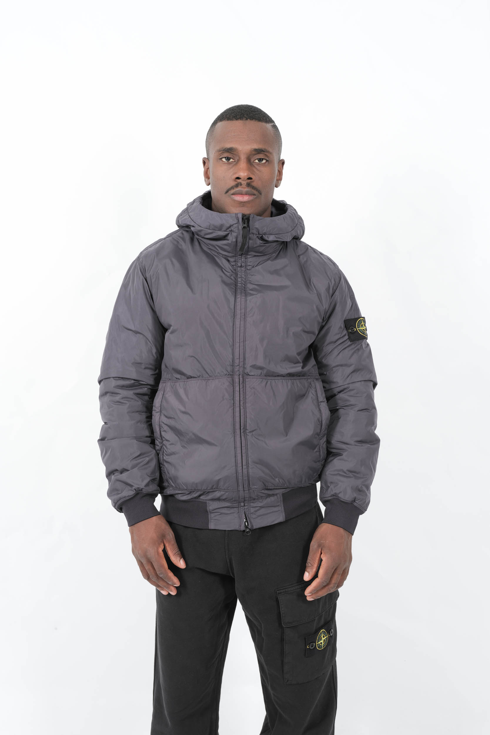 BLOUSON A CAPUCHE STONE ISLAND GRIS 4100013-V0026
