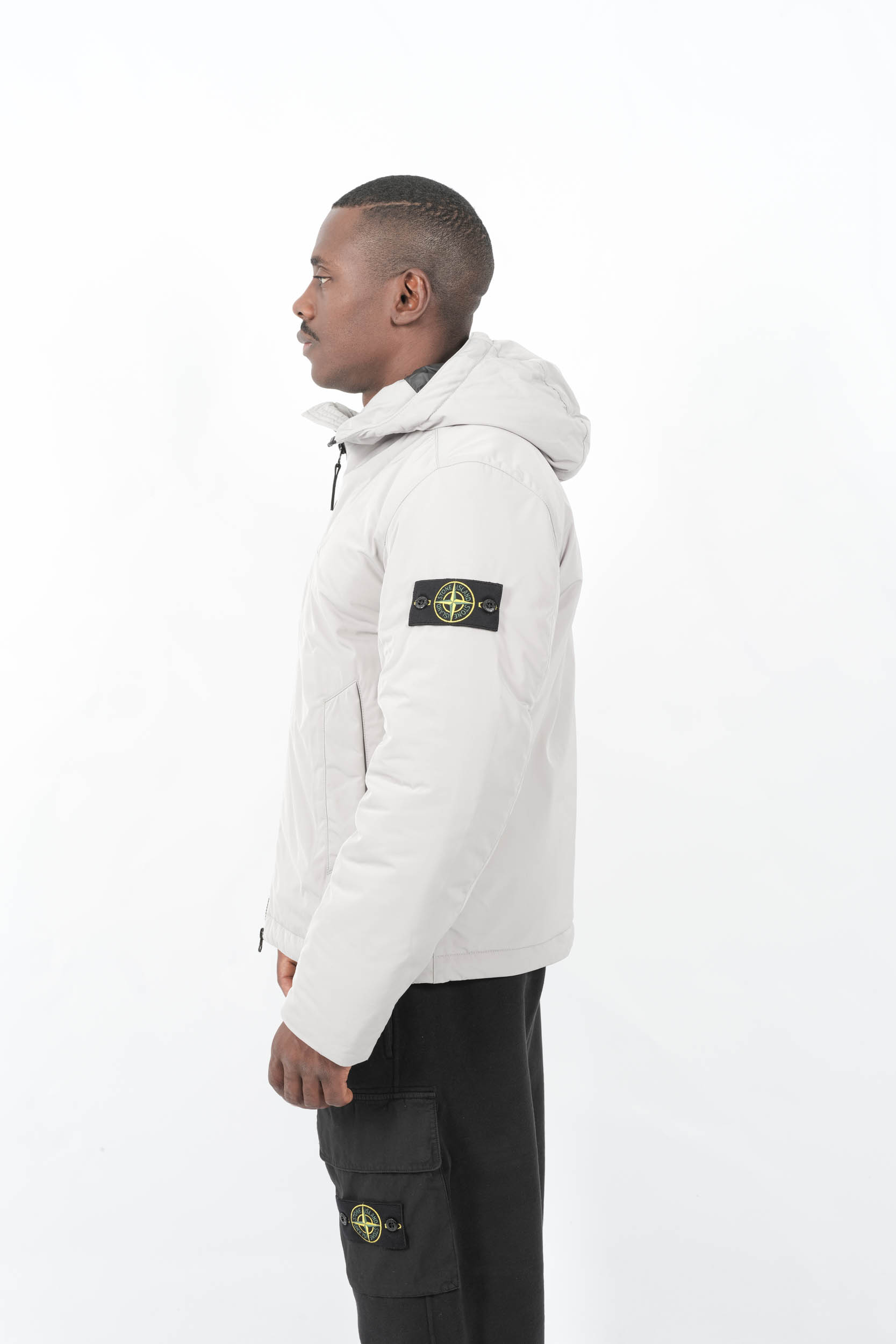 BLOUSON A CAPUCHE STONE ISLAND GRIS 4100047-V0061