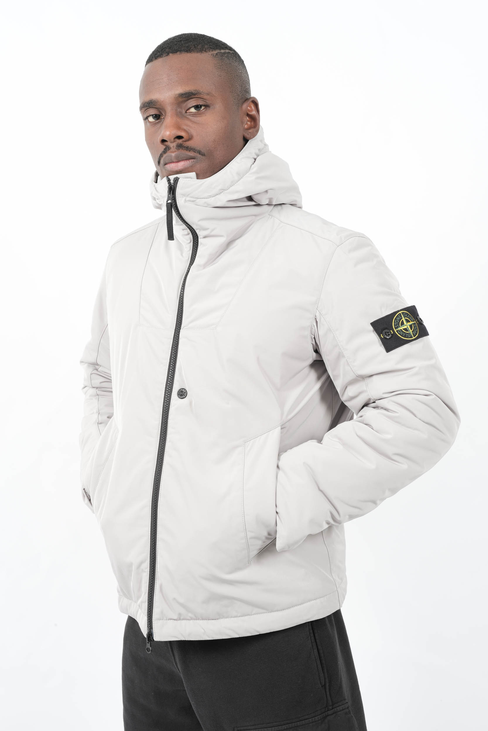BLOUSON A CAPUCHE STONE ISLAND GRIS 4100047-V0061