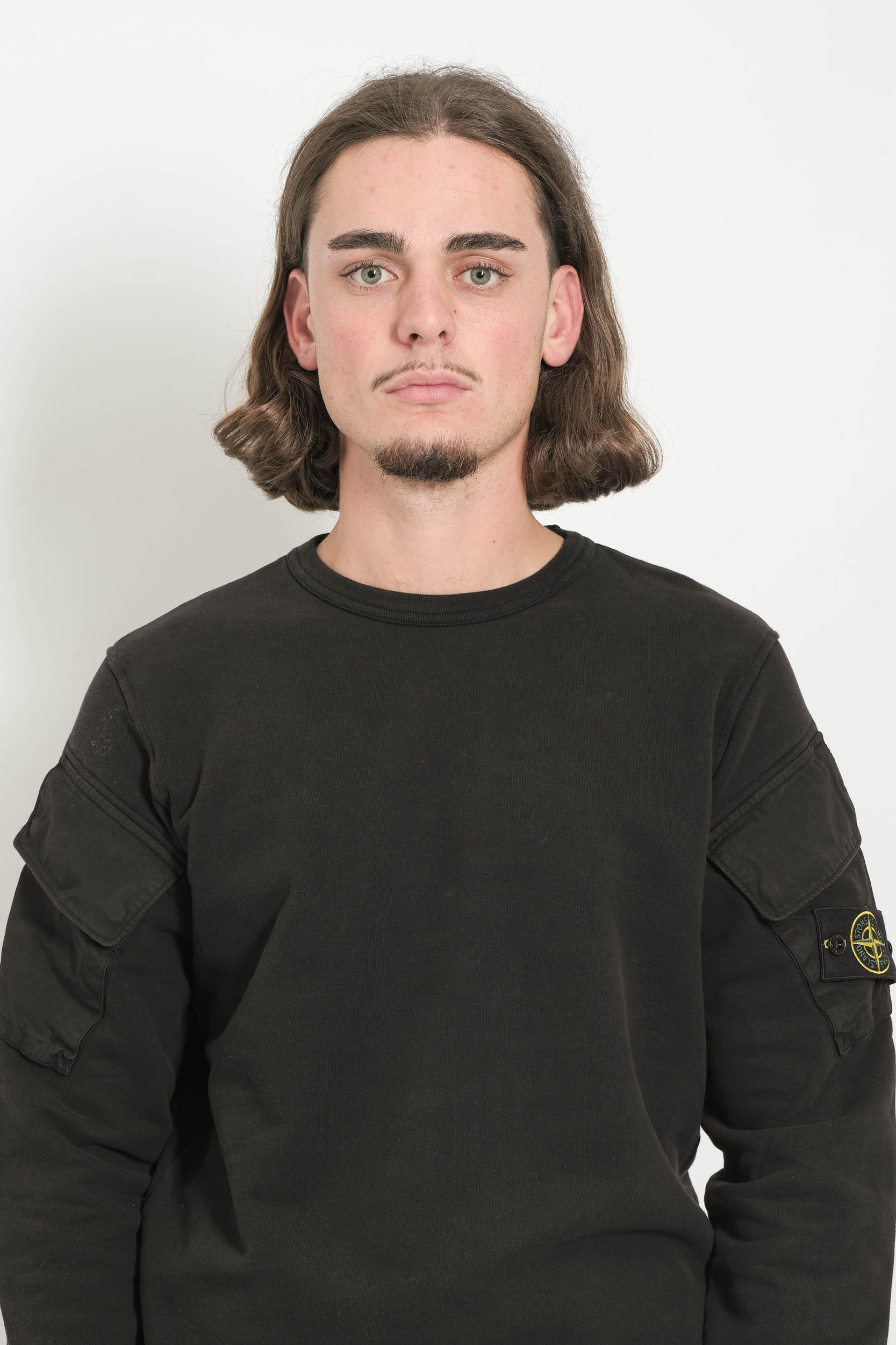 SWEAT STONE ISLAND COL ROND POCHE NOIR 6100008-V0029