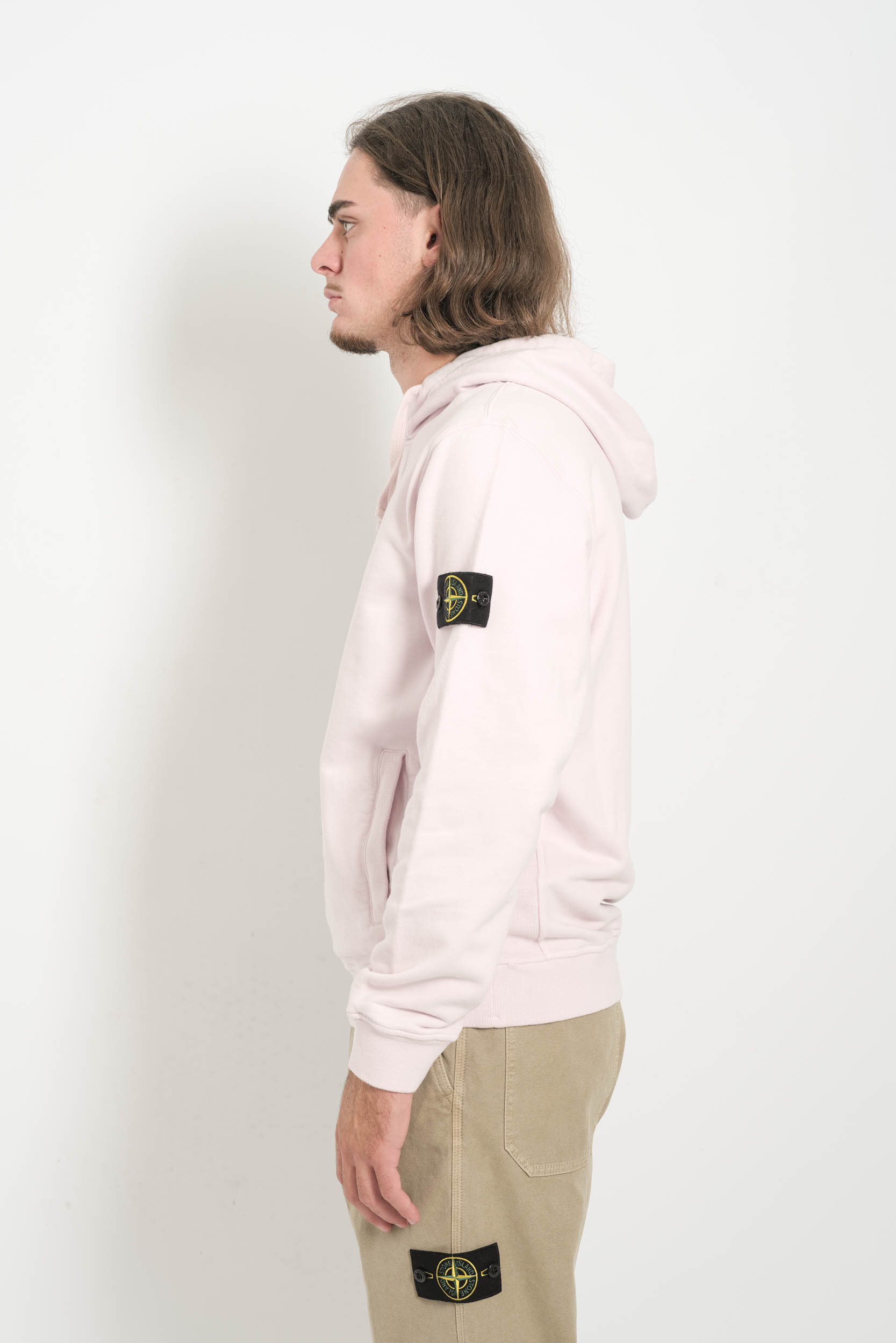SWEAT STONE ISLAND A CAPUCHE ROSE 6100029-V0080