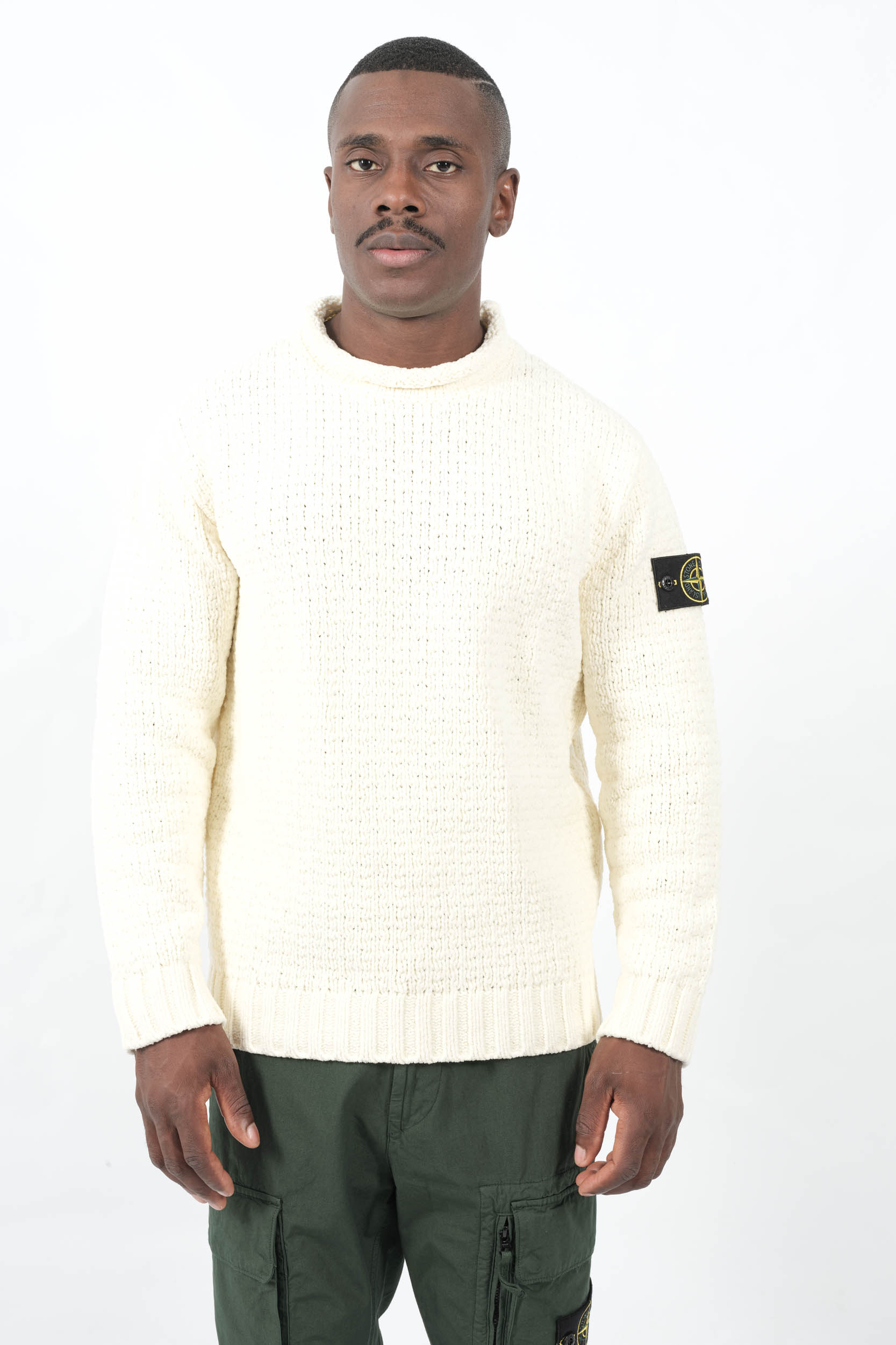  Image du produit PULL STONE ISLAND EN CHENILLE DE COTON BLANC CREME 5100019-V0093 - 3