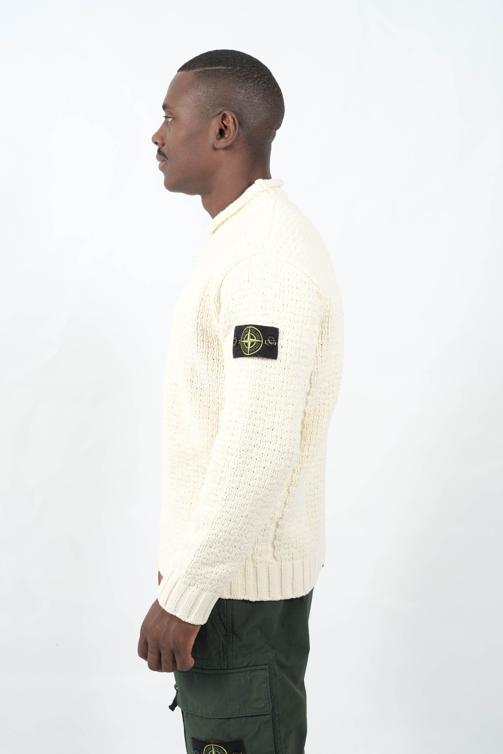  Image du produit PULL STONE ISLAND EN CHENILLE DE COTON BLANC CREME 5100019-V0093 - 4