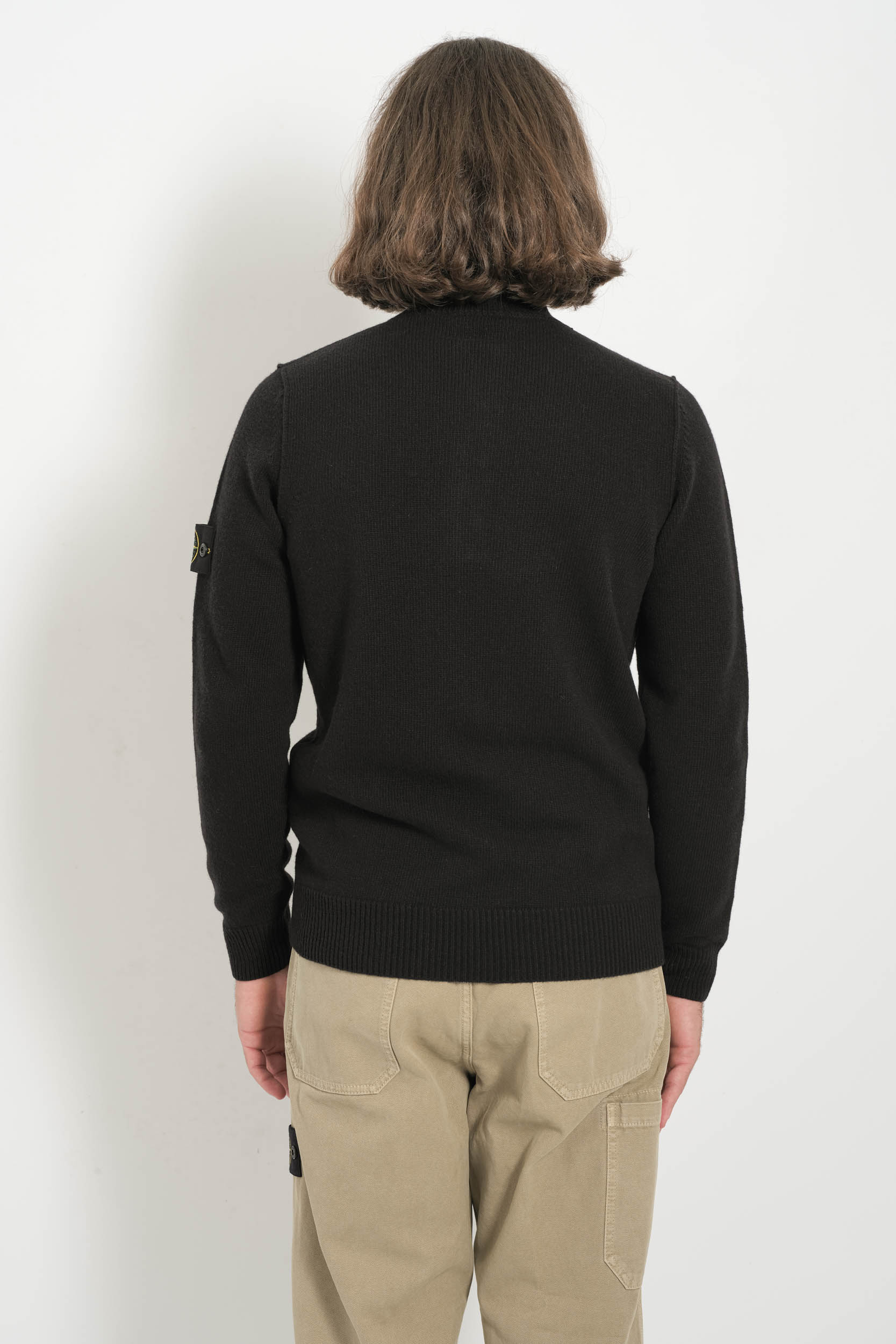 PULL STONE ISLAND DEMI-ZIP ET BOUTONS NOIR 5100040-V0029