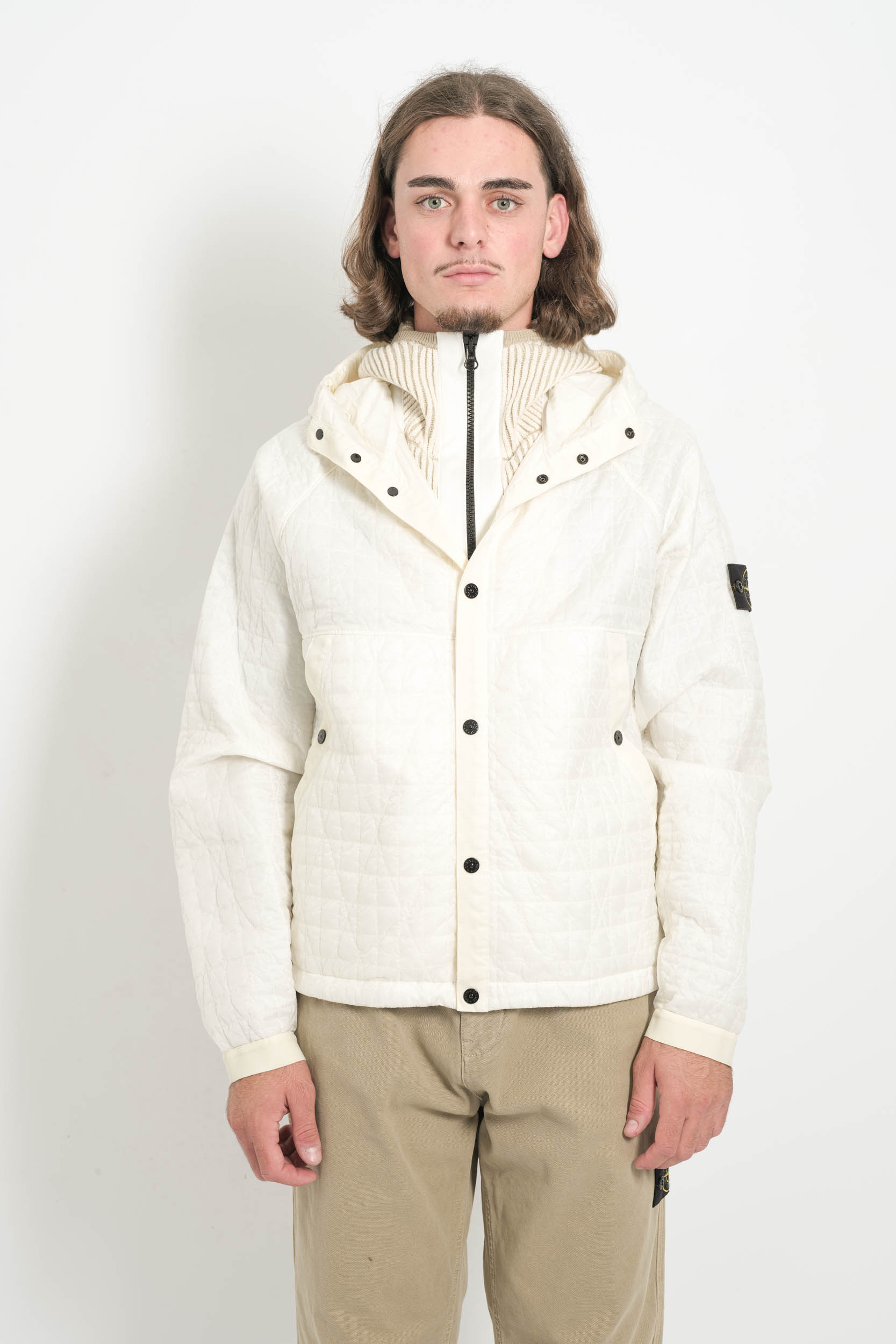 BLOUSON STONE ISLAND A CAPUCHE CREME 4100023-V0093