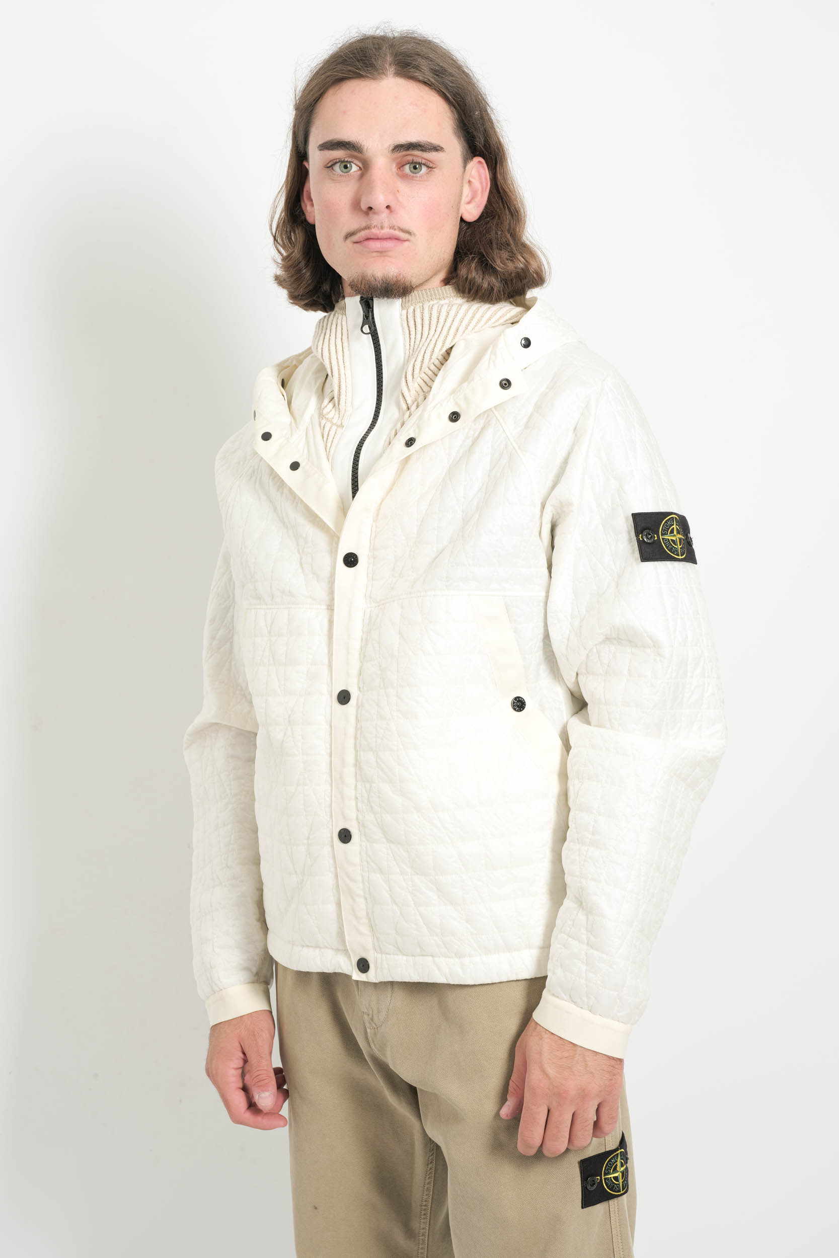 BLOUSON STONE ISLAND A CAPUCHE CREME 4100023-V0093