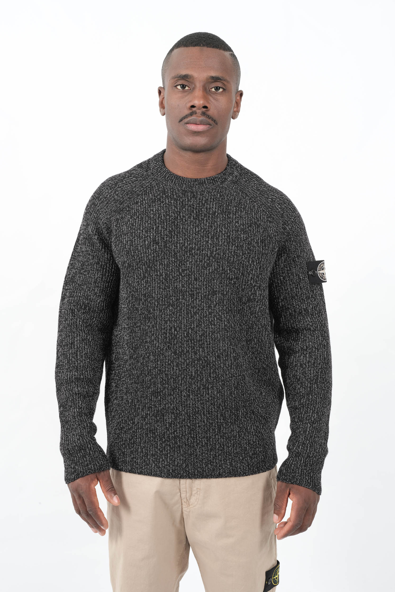 PULL STONE ISLAND NOIR REFLECHISSANT 51000026-V0M29