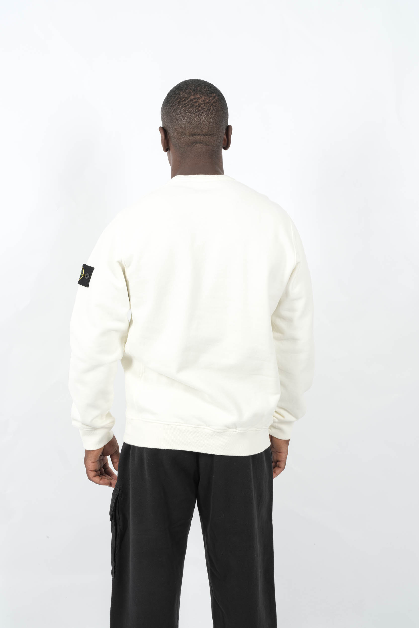 SWEAT STONE ISLAND COL ROND BLANC CREME 6100028-V0093