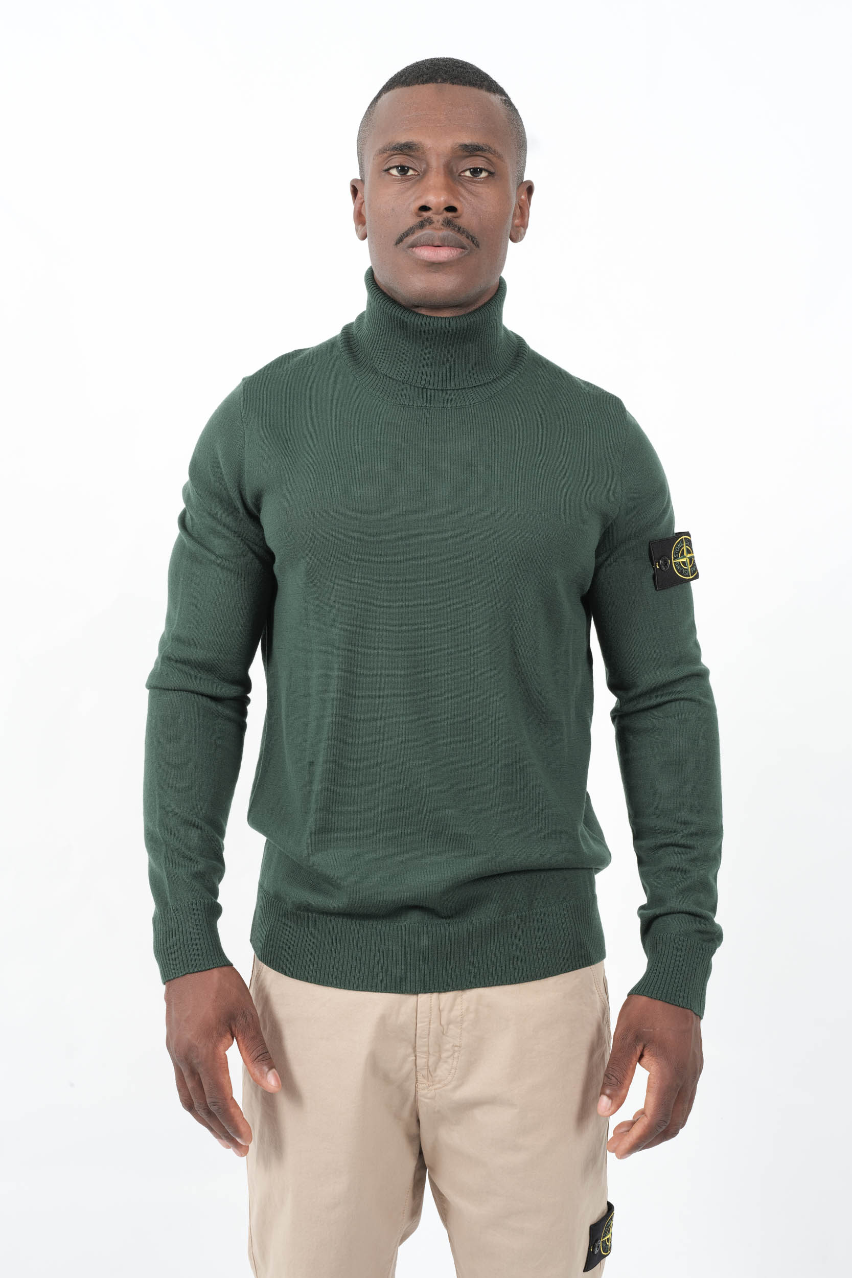 PULL COL ROULE STONE ISLAND VERT 5100025-V005E