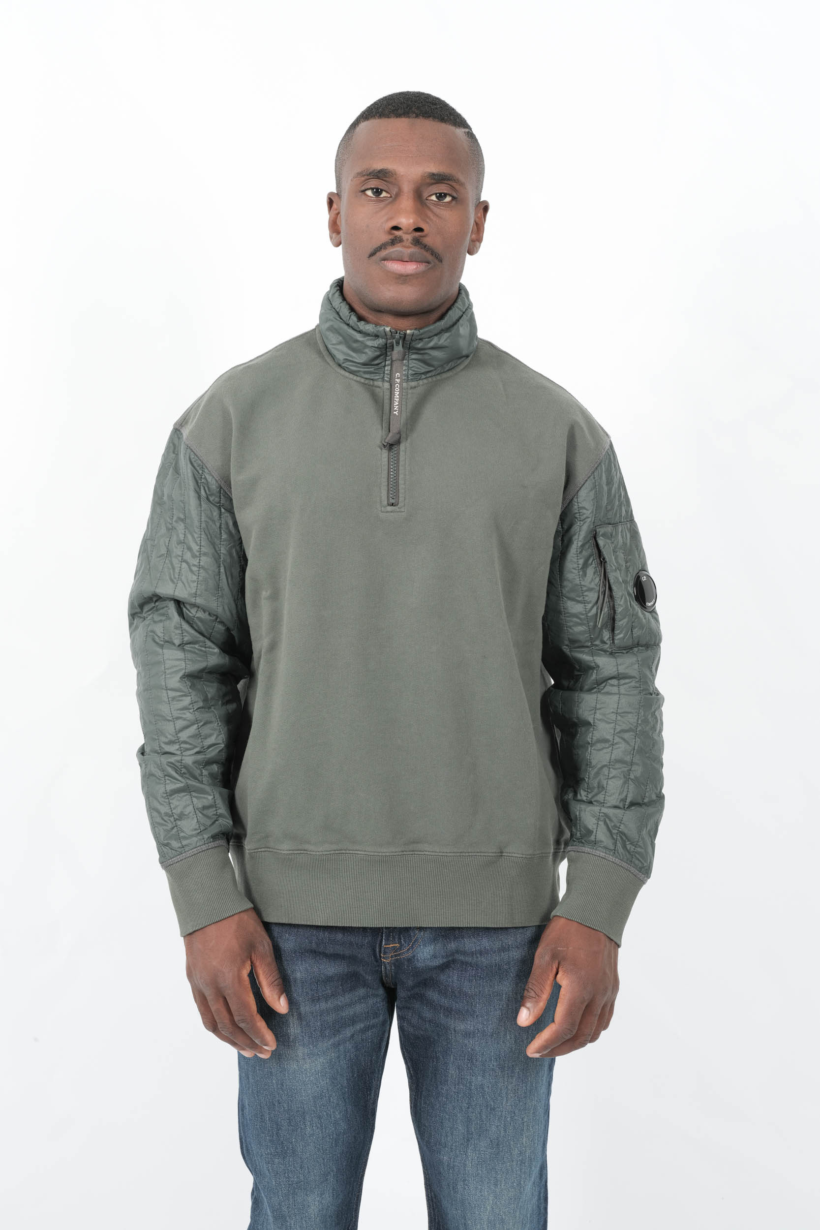 SWEAT COL ZIPPE CP COMPANY GRIS PLOM S052A-978