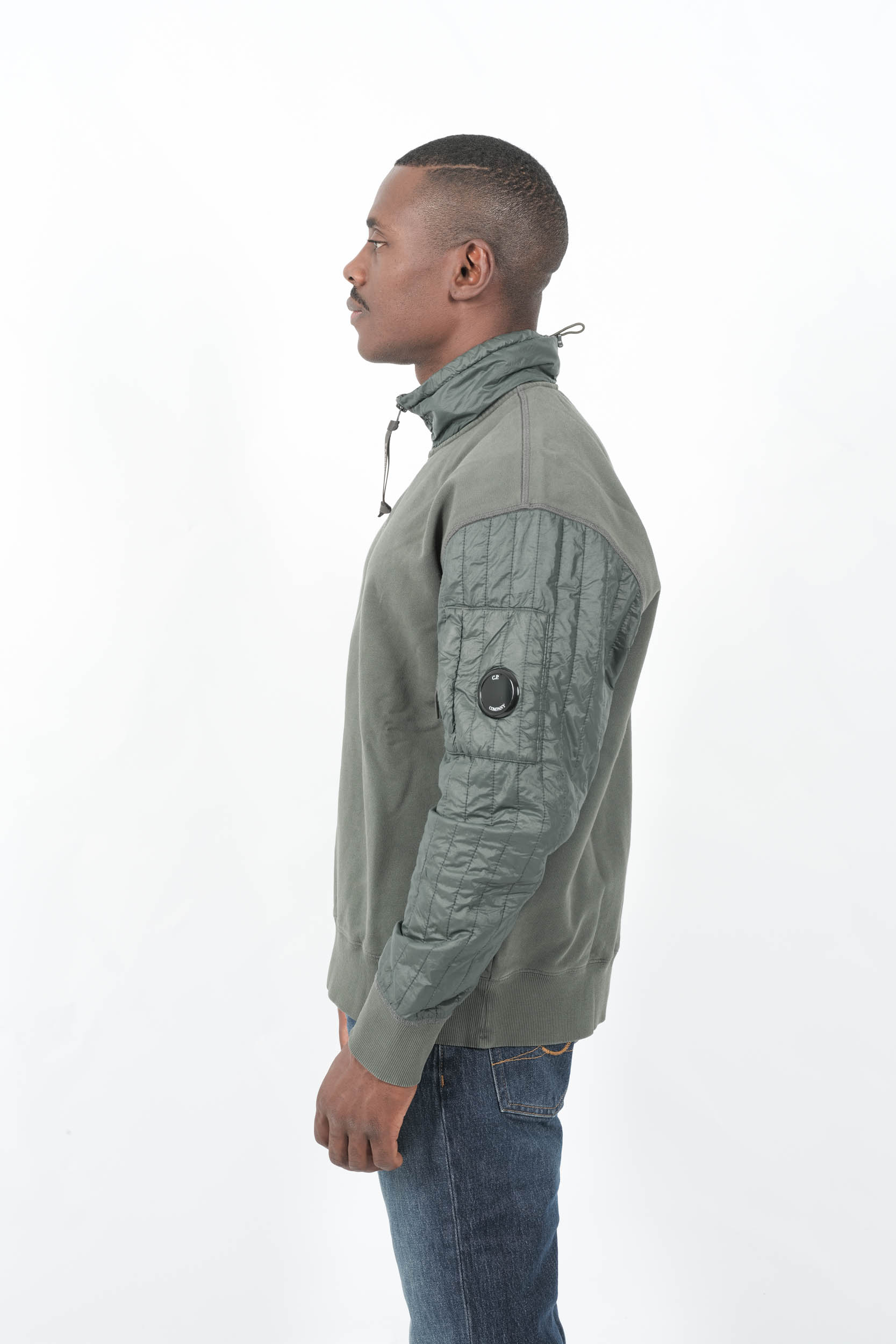 SWEAT COL ZIPPE CP COMPANY GRIS PLOM S052A-978