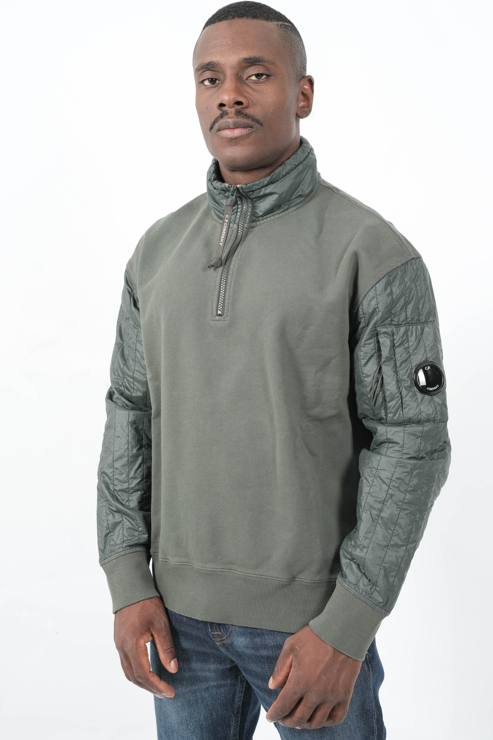 SWEAT COL ZIPPE CP COMPANY GRIS PLOM S052A-978