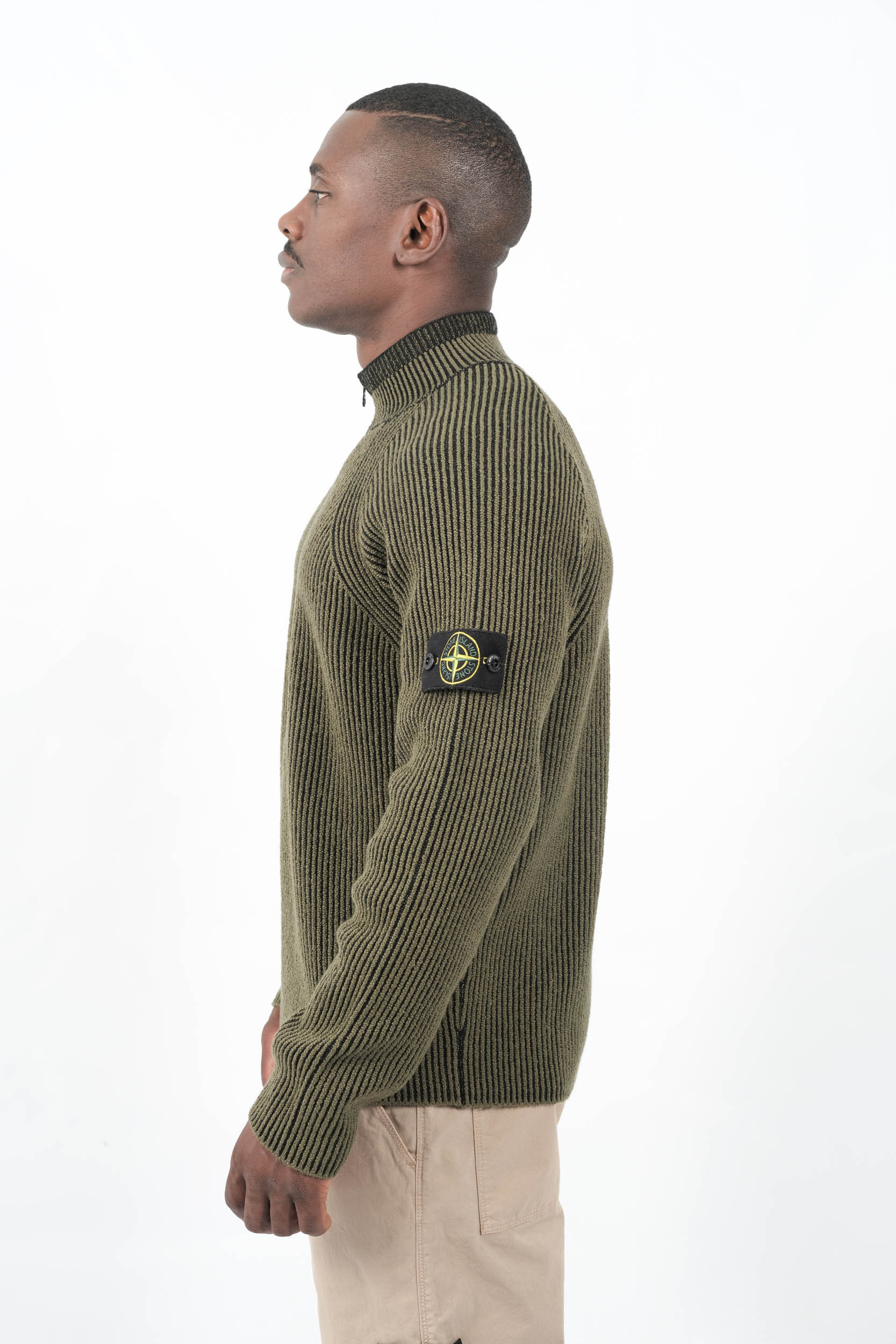 PULL STONE ISLAND DEMI-ZIP KAKI 5100024-V0054