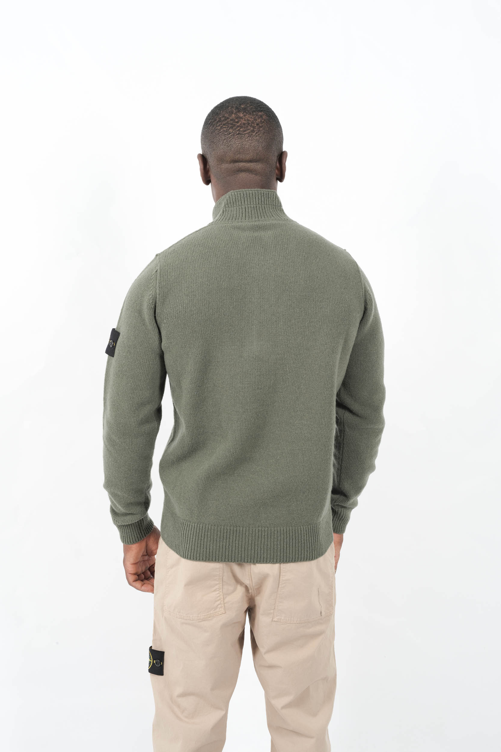 PULL STONE ISLAND DEMI-ZIP ET BOUTONS VERT 5100040-V0054
