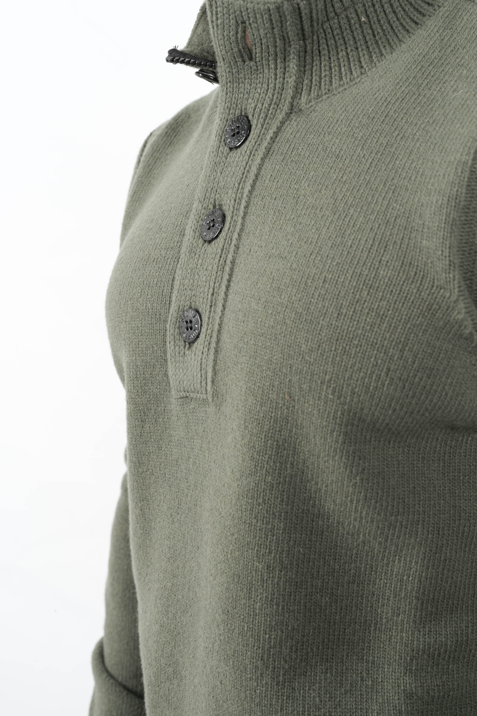 PULL STONE ISLAND DEMI-ZIP ET BOUTONS VERT 5100040-V0054