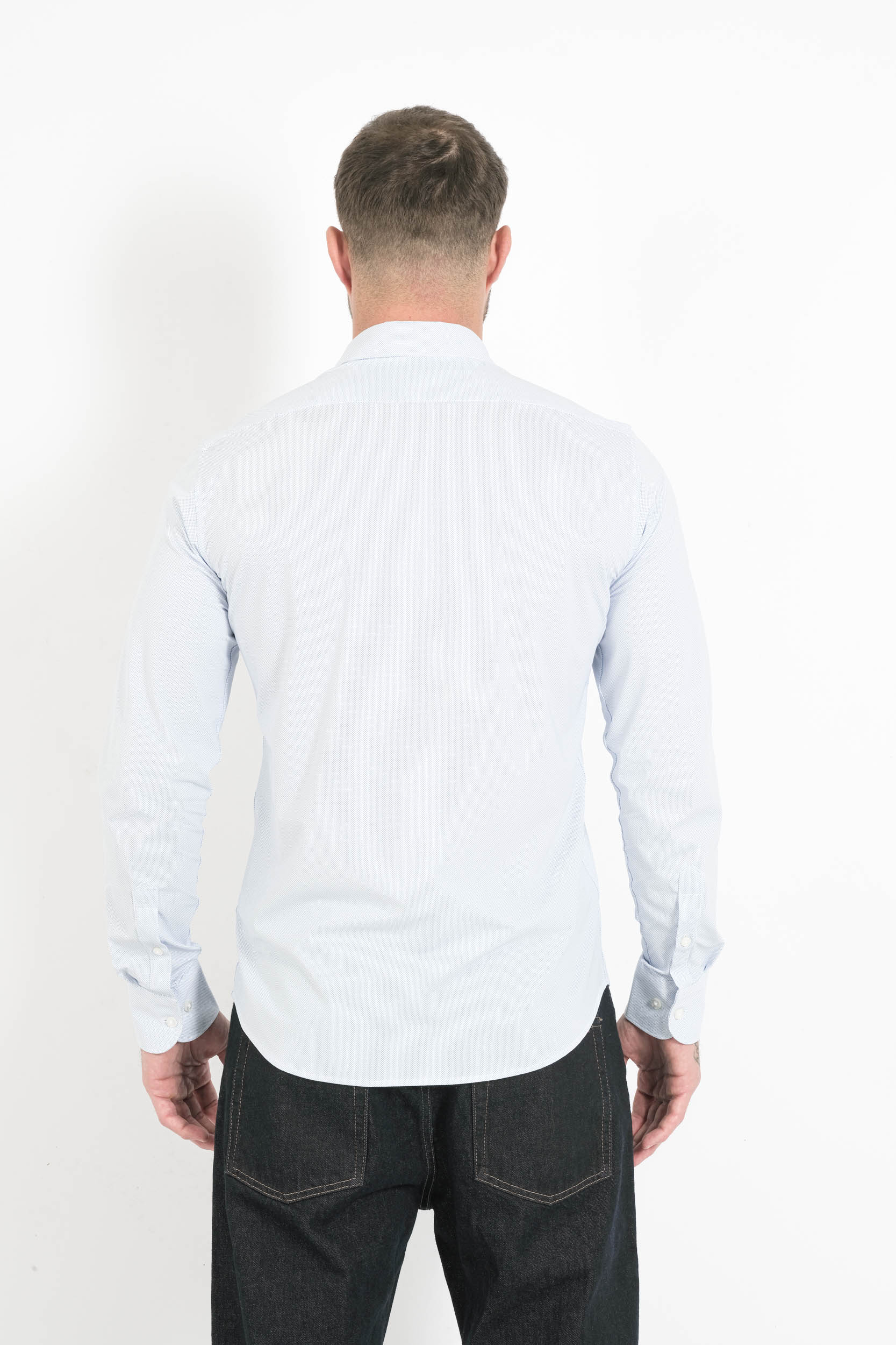 CHEMISE RRD BLANCHE A POINTS BLEUS W25254-V05