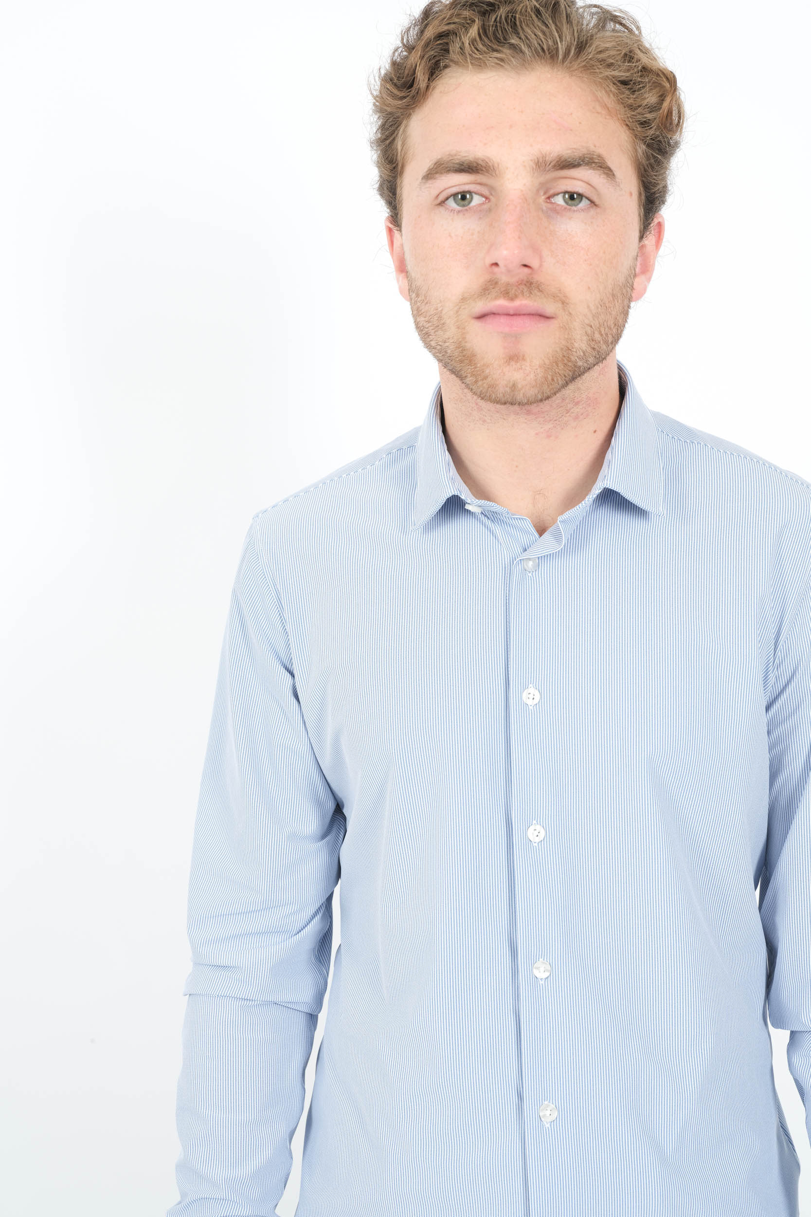 CHEMISE RRD BLEU MARINE A FINES RAYURES W25254-V90