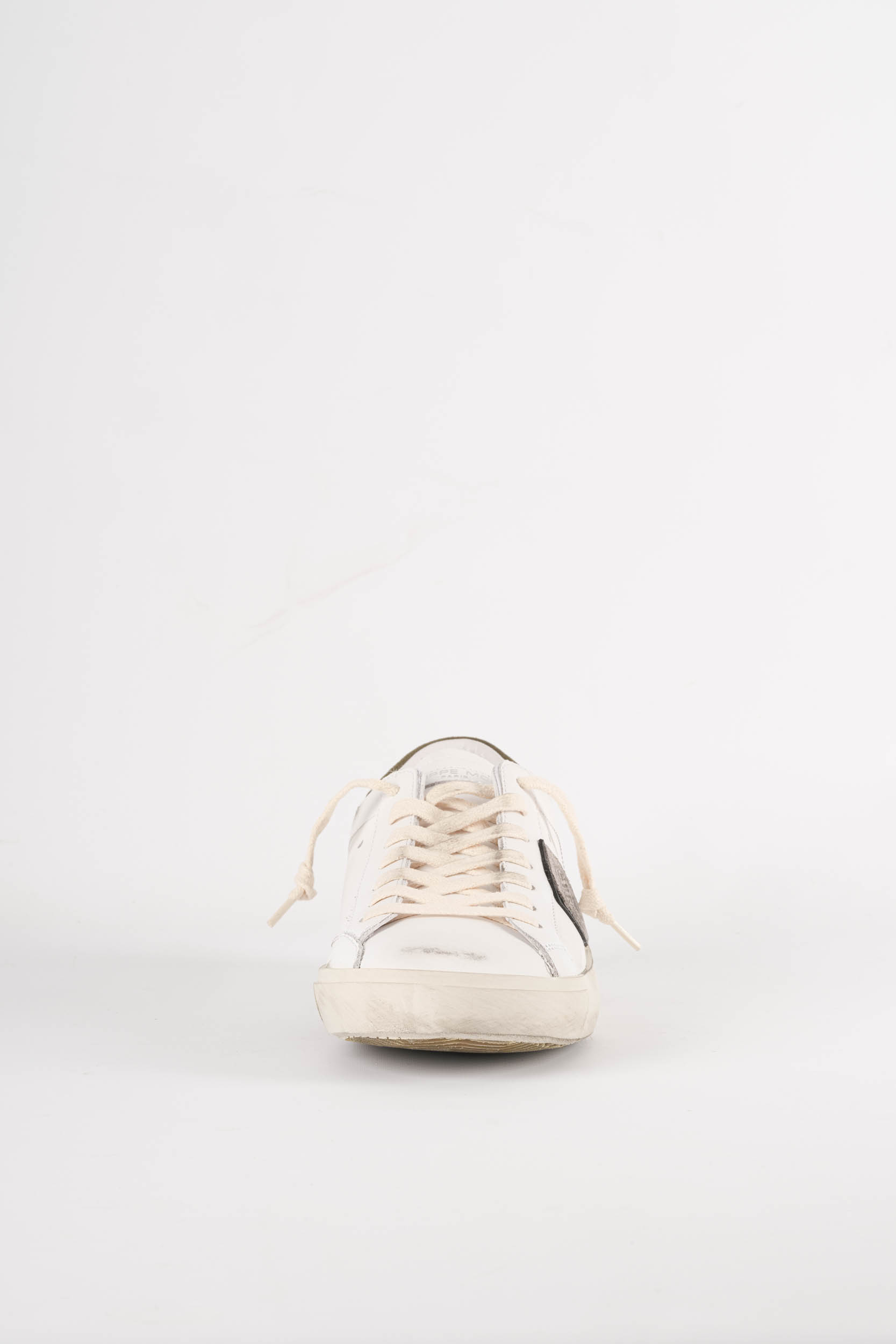 PHILIPPE MODEL PARIS BASKET BASSE BLANC ET KAKI PRLU-VX35