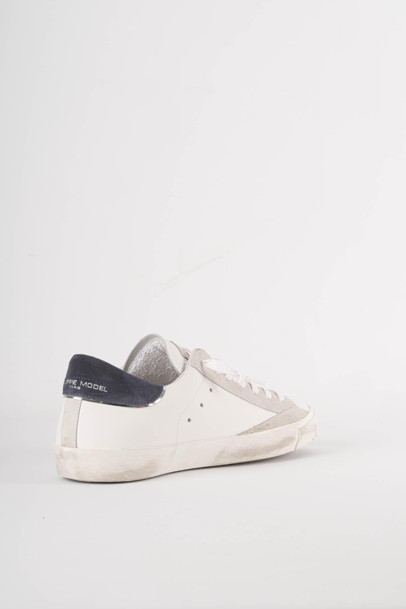 PHILIPPE MODEL PARIS BASKET BASSE BLANC ET BLEU PRLU-VX22