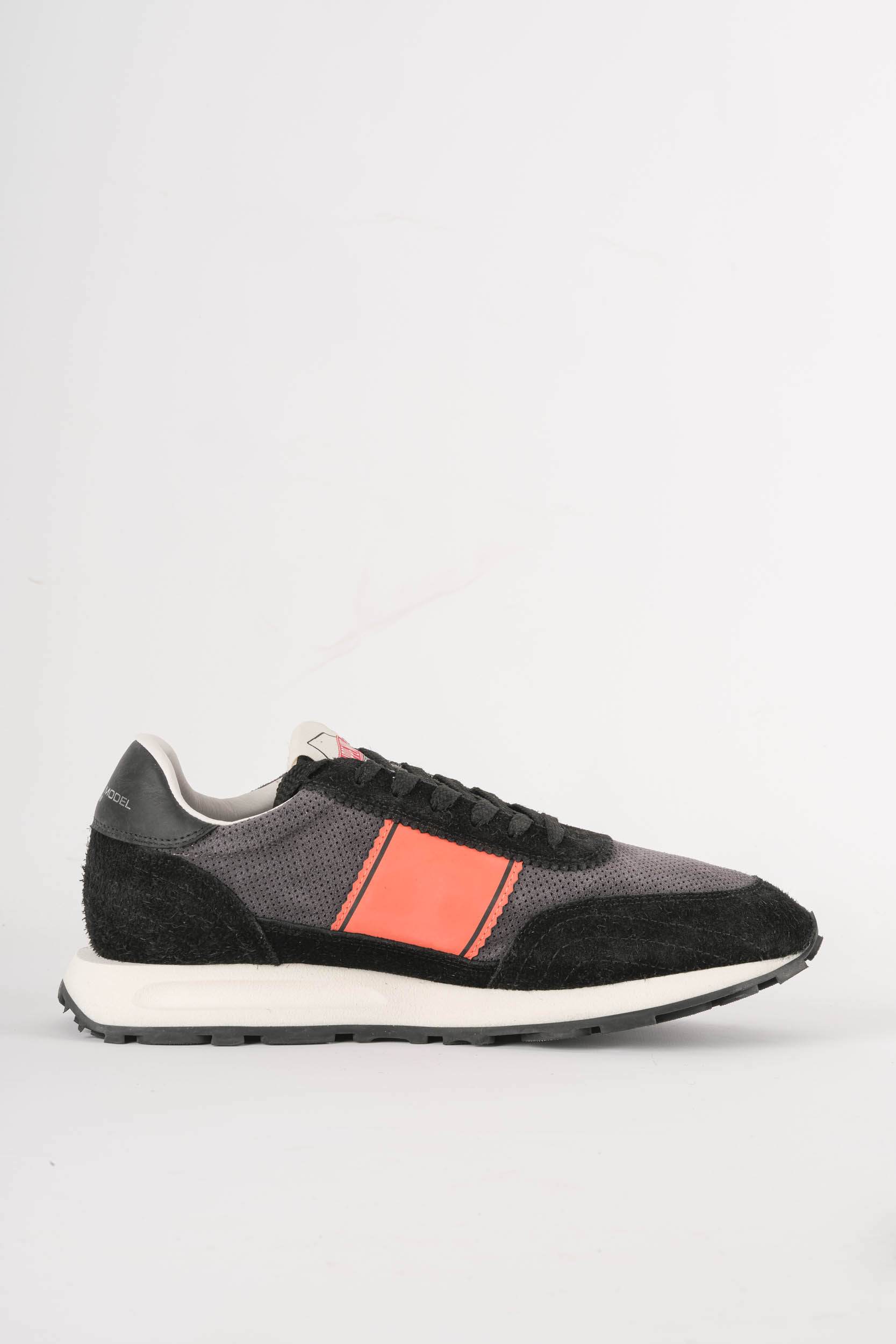  Image du produit PHILIPPE MODEL PARIS BASKET VINTAGE NOIR ET ORANGE EN DAIM TILU-DV02 - 4