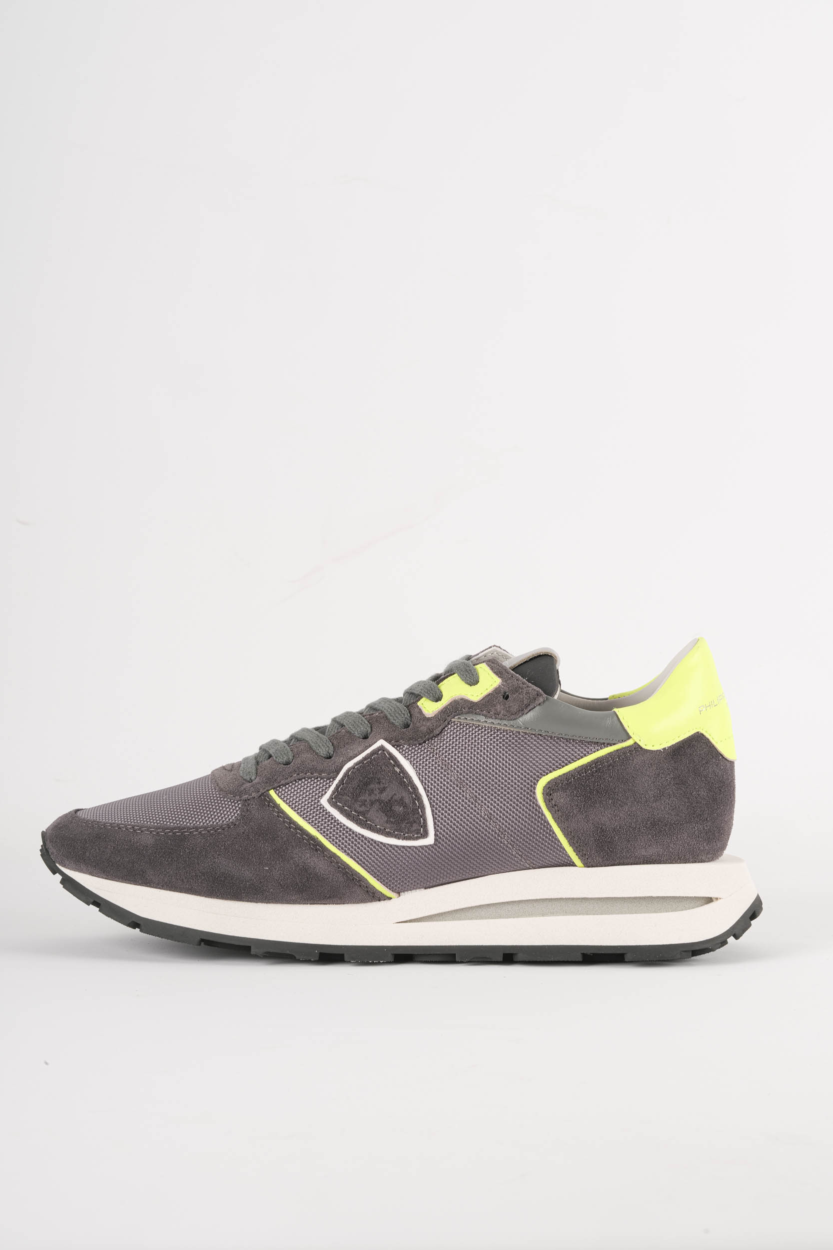 PHILIPPE MODEL PARIS BASKET GRIS LISERET JAUNE FLUO TKLU-WR01