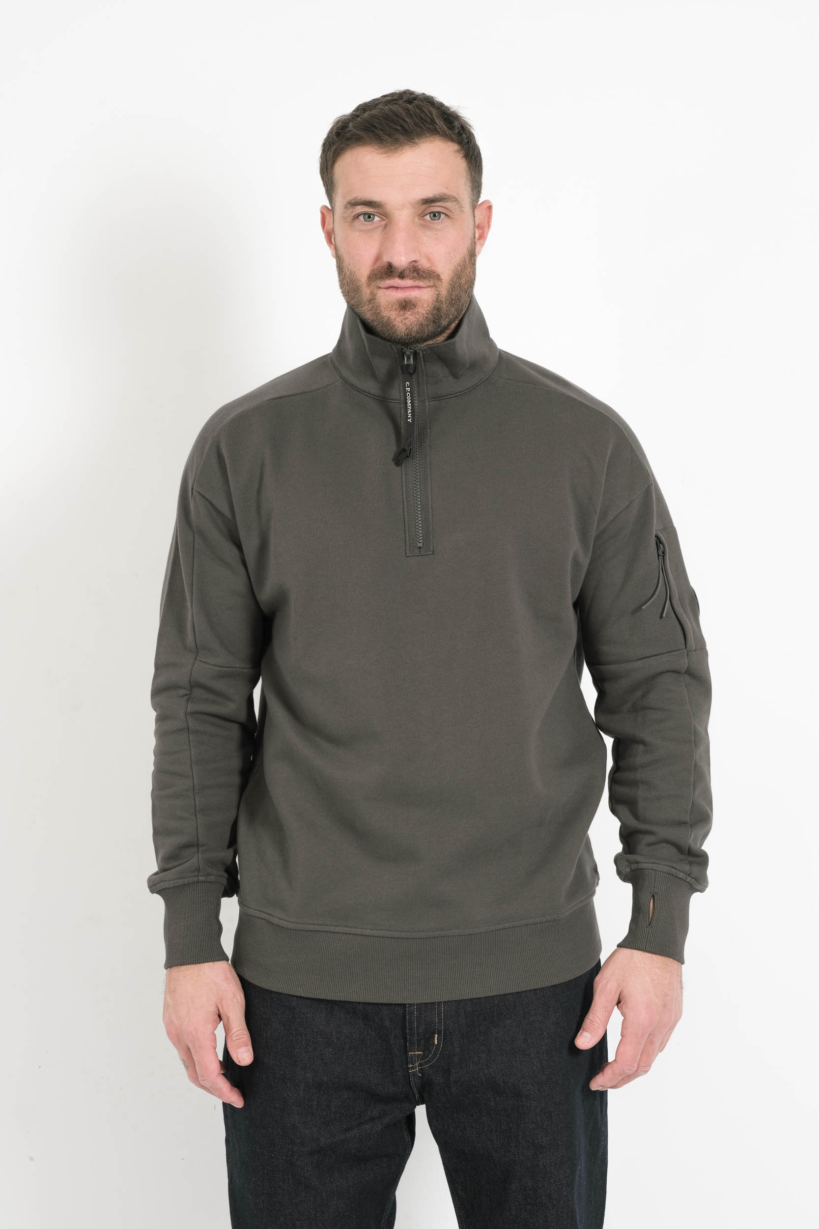  Image du produit SWEAT COL ROND DEMI ZIP CP COMPANY GRIS PLOMB S153A-978 - 4