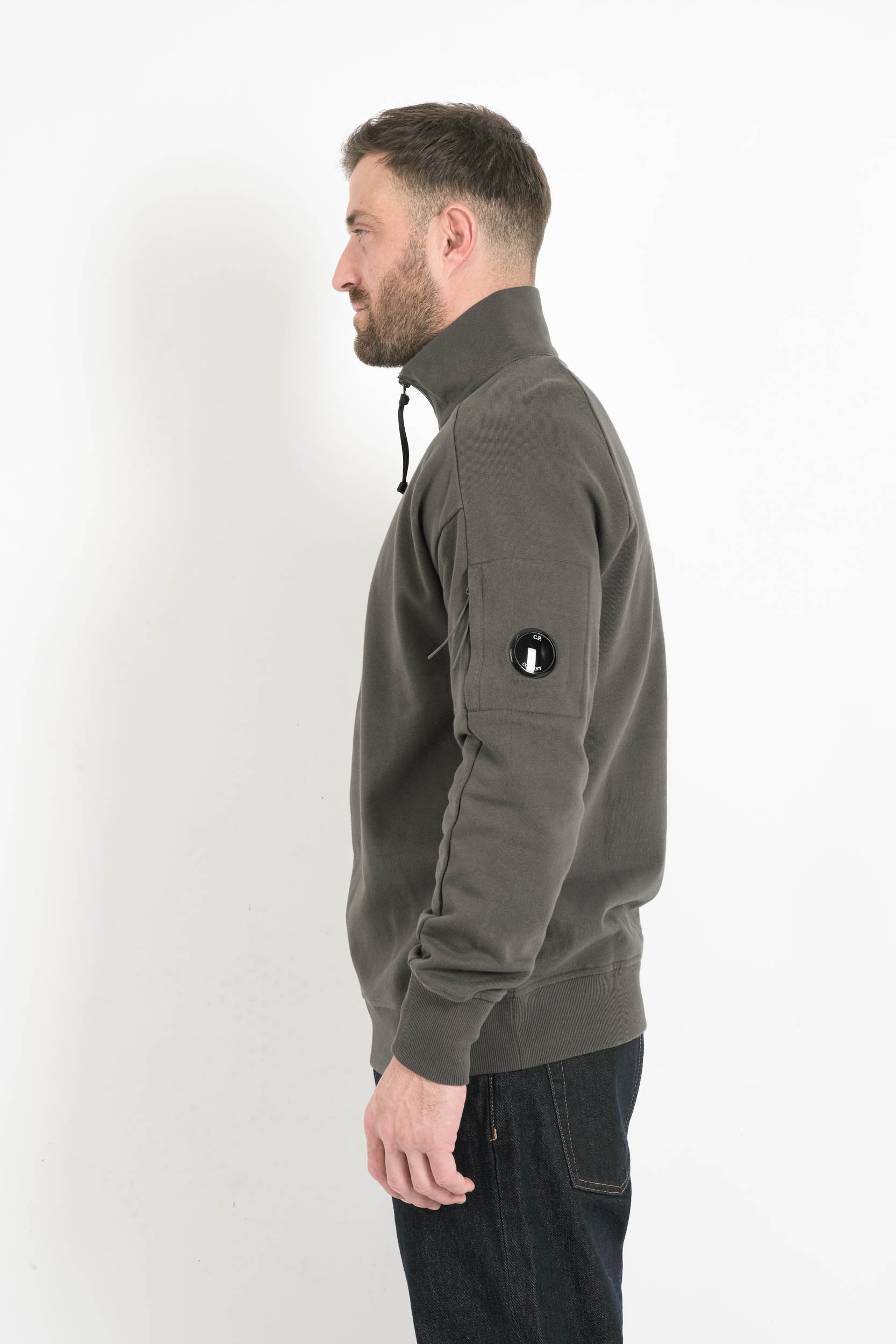  Image du produit SWEAT COL ROND DEMI ZIP CP COMPANY GRIS PLOMB S153A-978 - 6