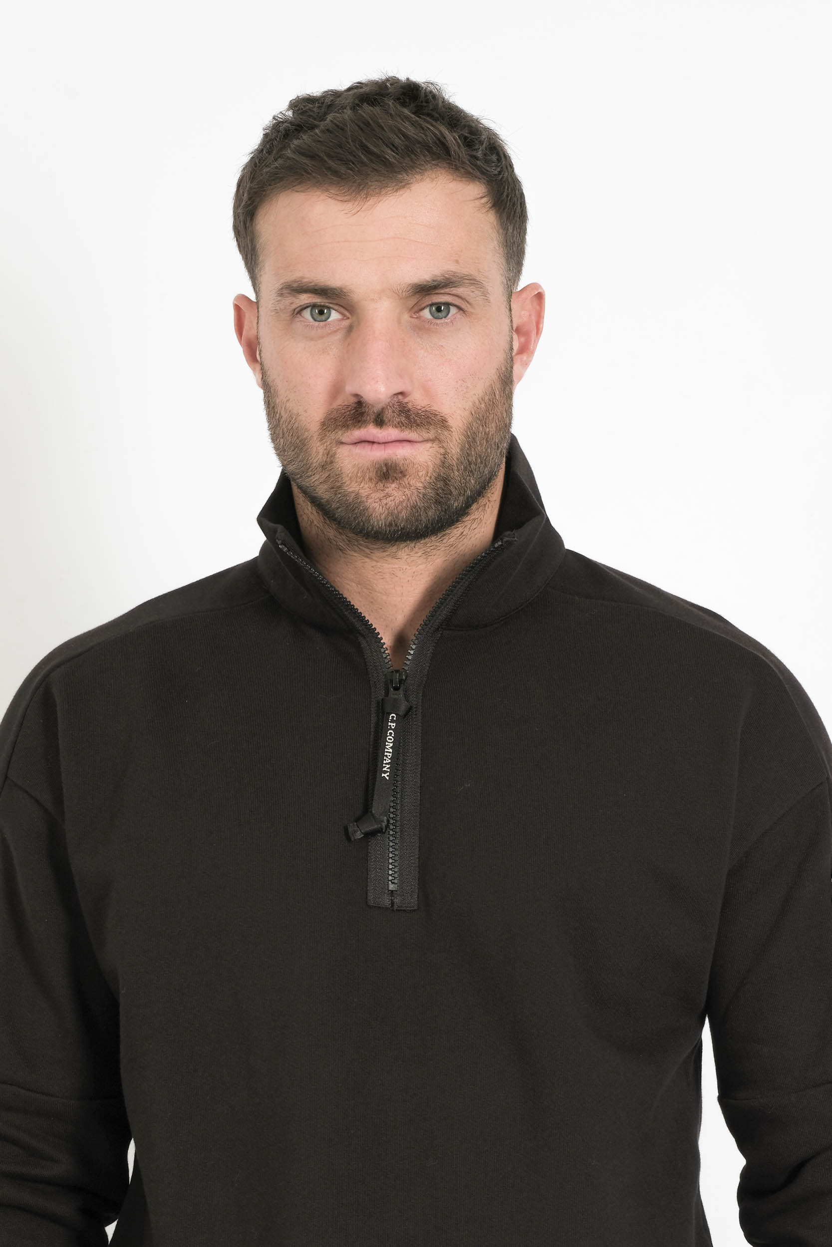 SWEAT COL ROND DEMI ZIP CP COMPANY NOIR S153A-999