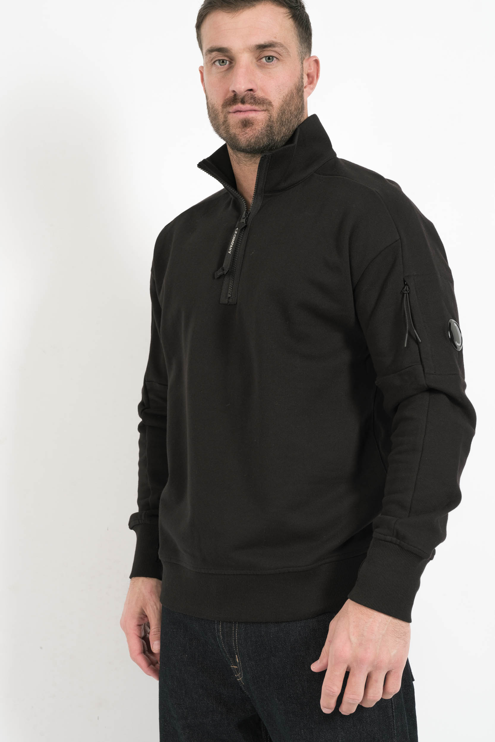 SWEAT COL ROND DEMI ZIP CP COMPANY NOIR S153A-999