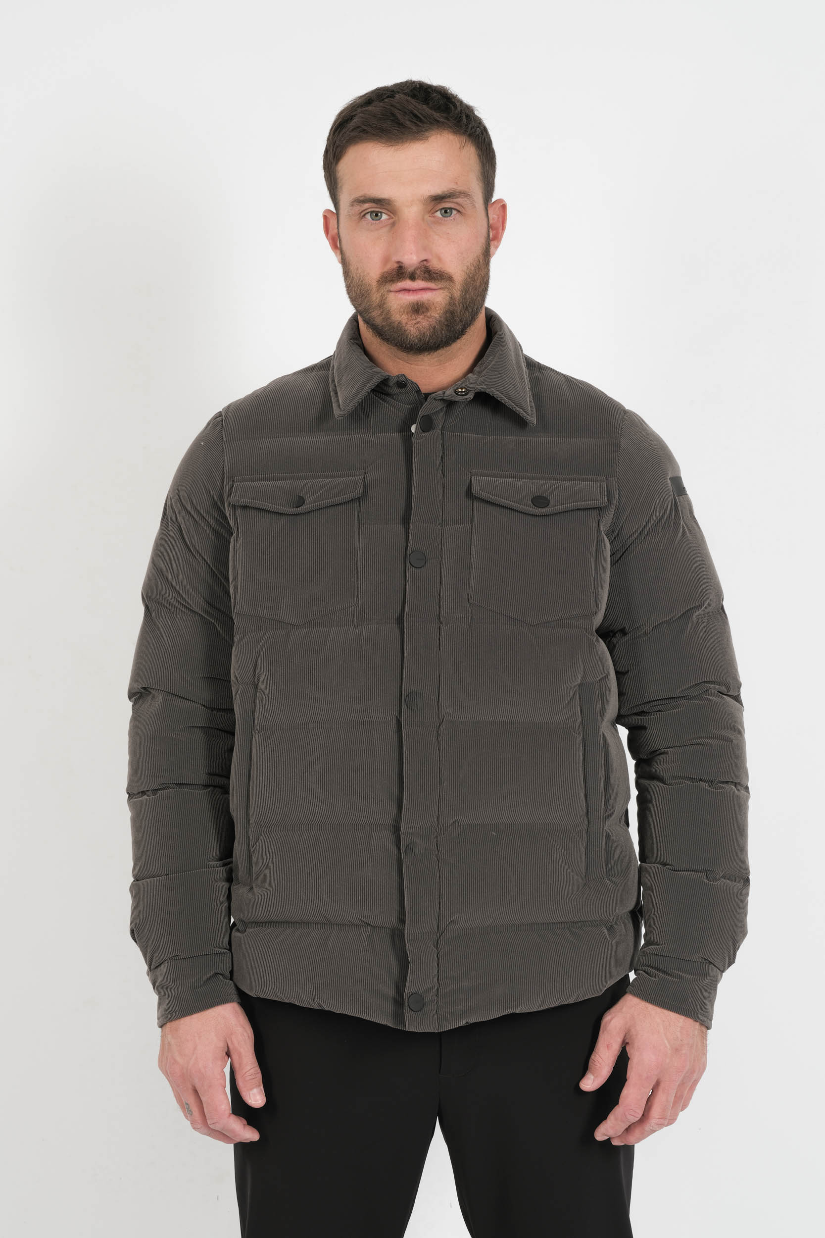  Image du produit DOUDOUNE RRD SANS CAPUCHE ANTHRACITE VELOUR COTELE W25036-20 - 4