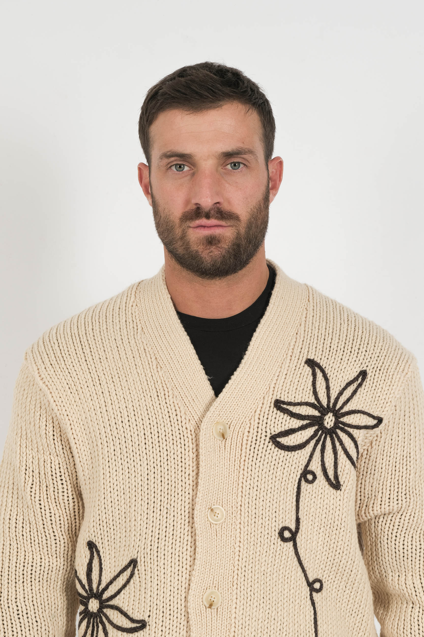 GILET LAINE COL V NN.07 BEIGE MIKA FLO-020