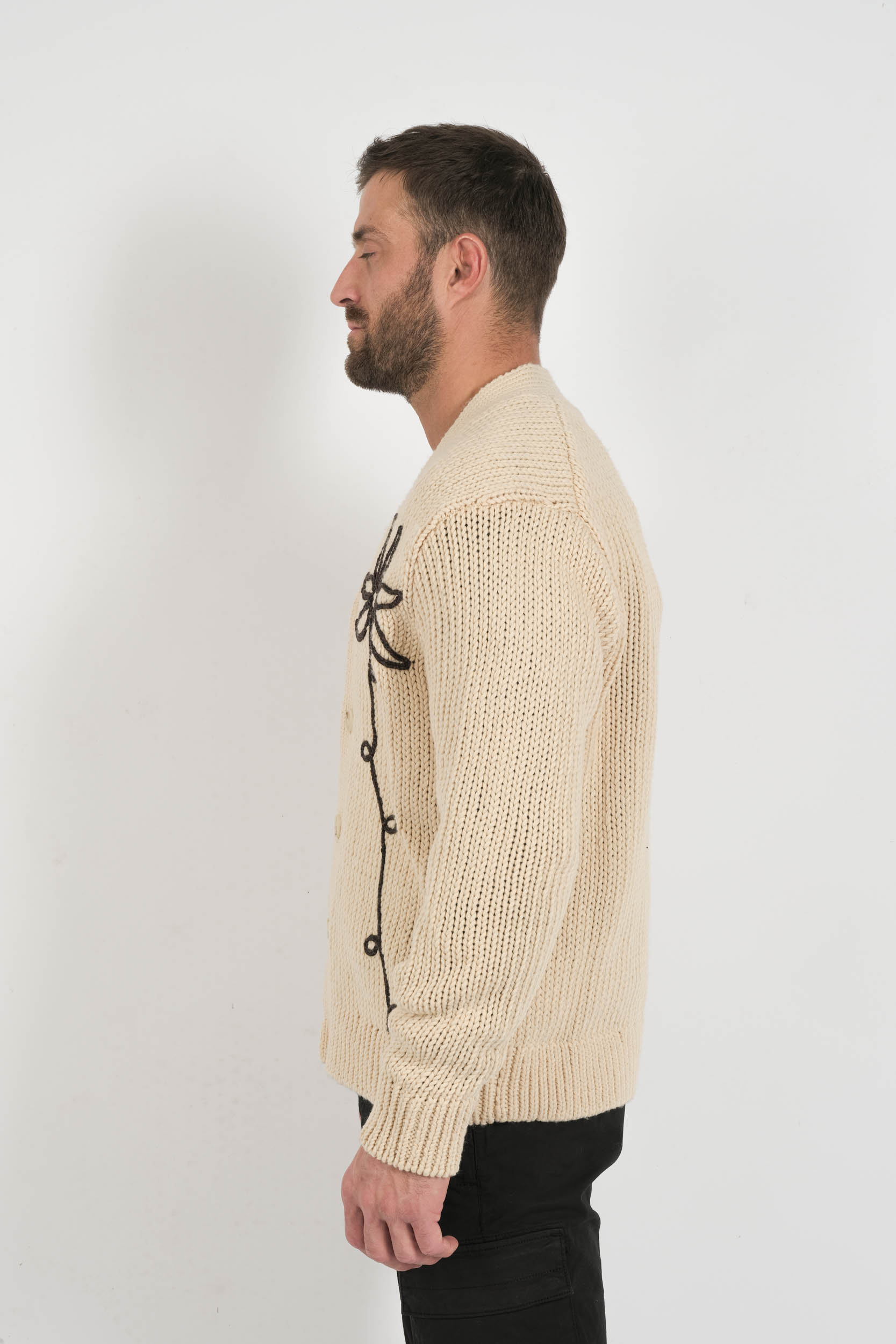 GILET LAINE COL V NN.07 BEIGE MIKA FLO-020