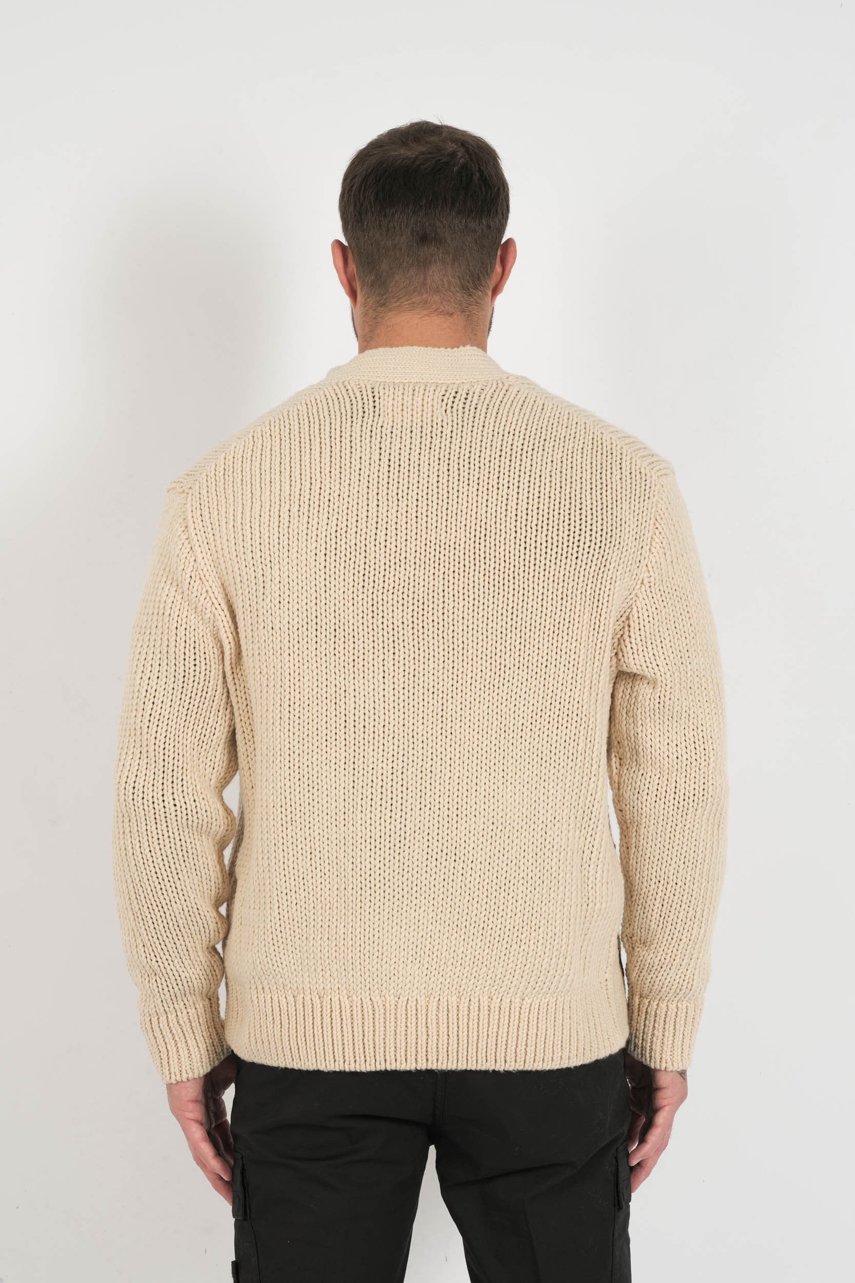 GILET LAINE COL V NN.07 BEIGE MIKA FLO-020